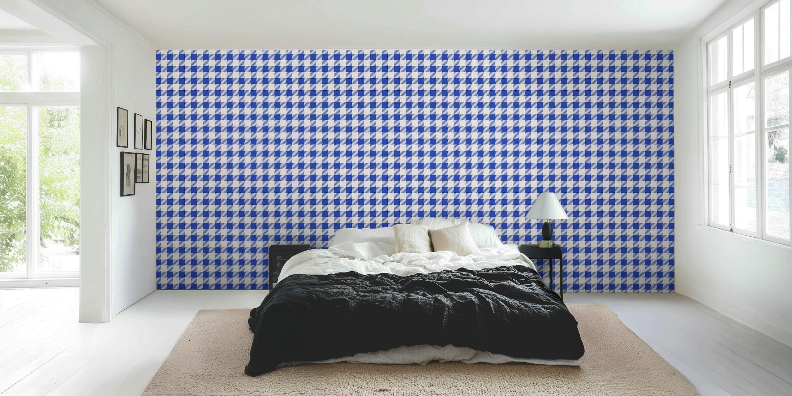 Abstract blue chess pattern wall mural