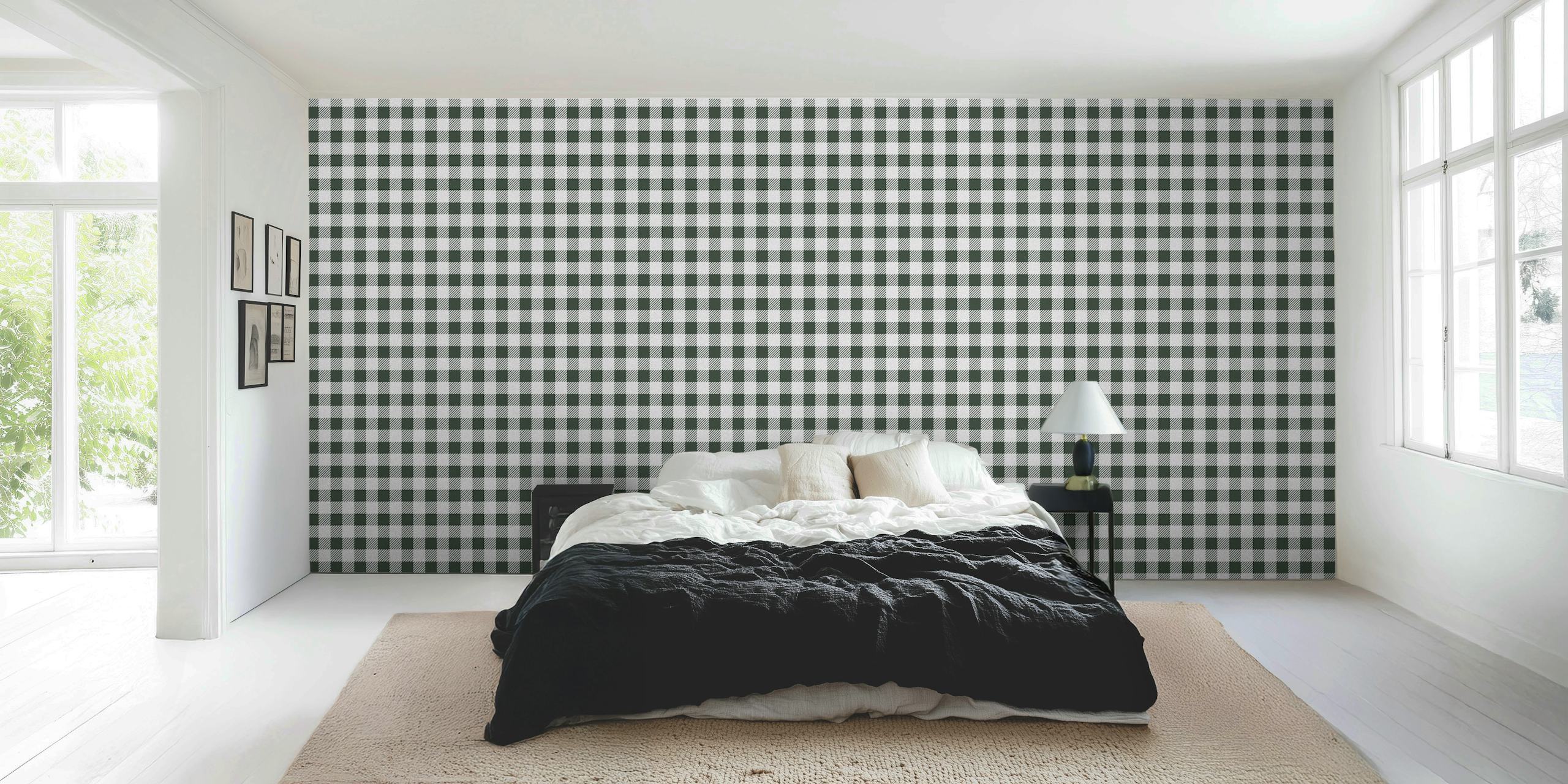 Abstract Chess Green Luxury tapet i ett rum