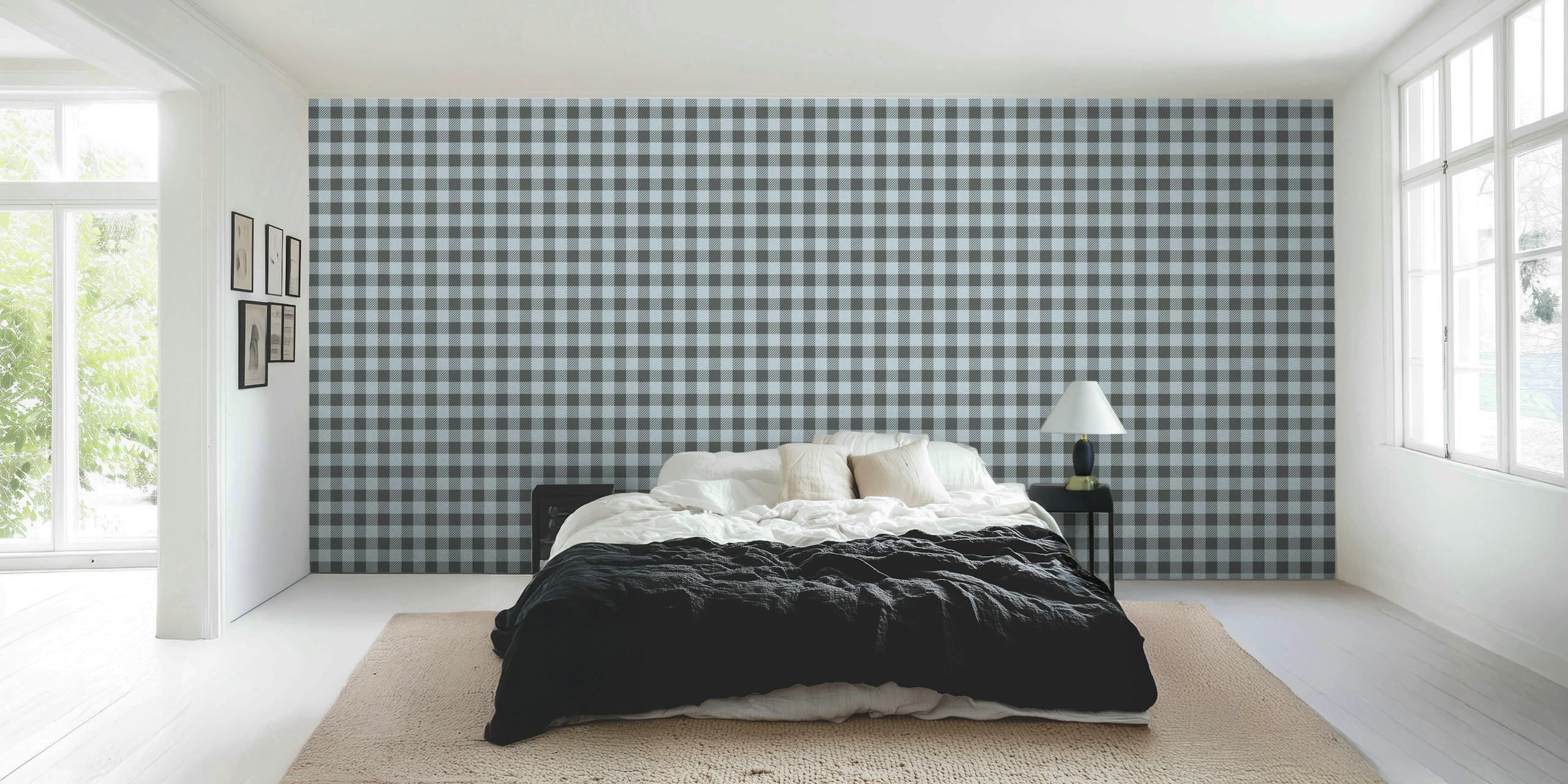 Abstract Chess Grey Blue wallpaper in a room
