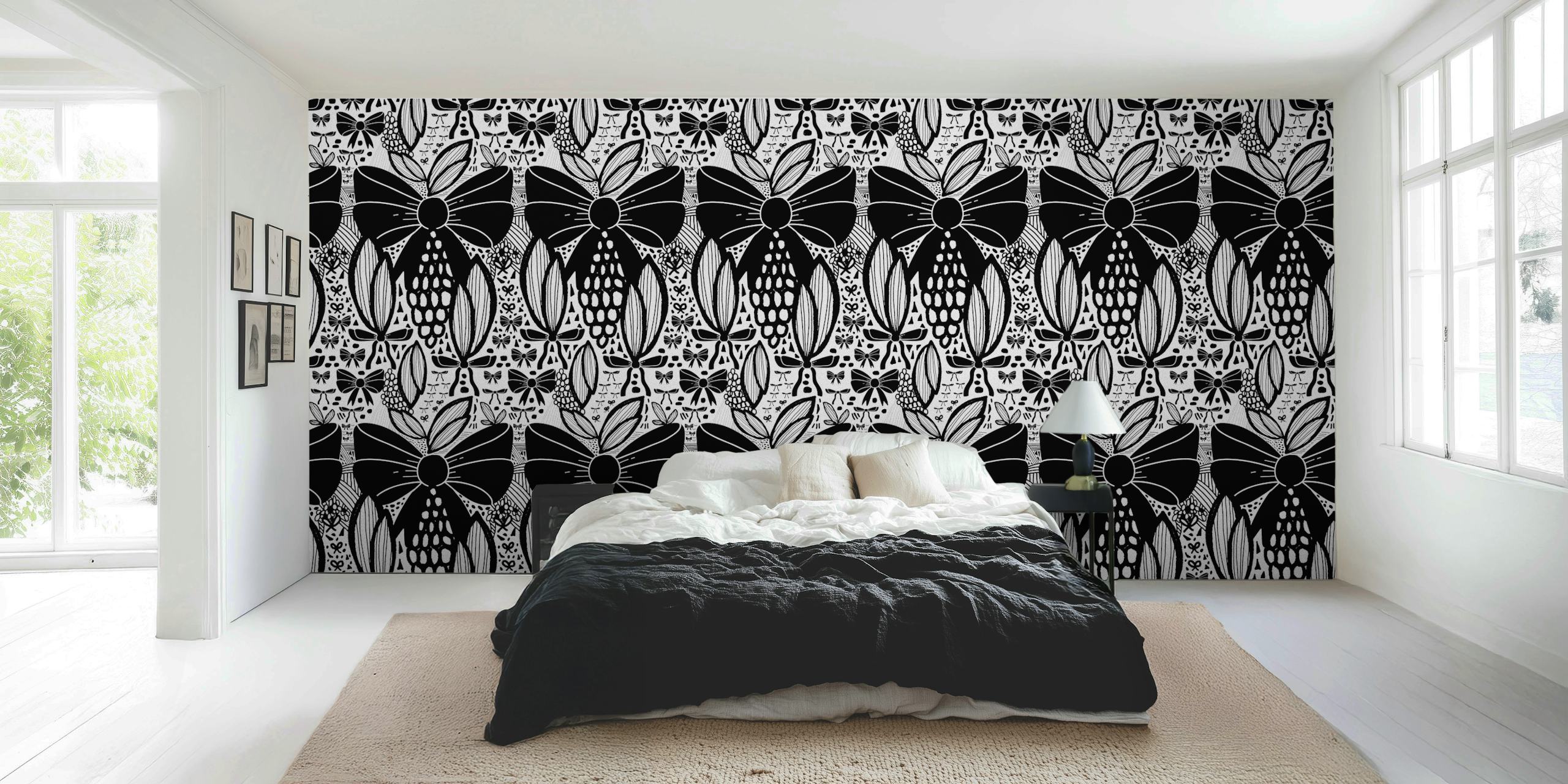 Blooming Silhouette Charm wallpaper in a room