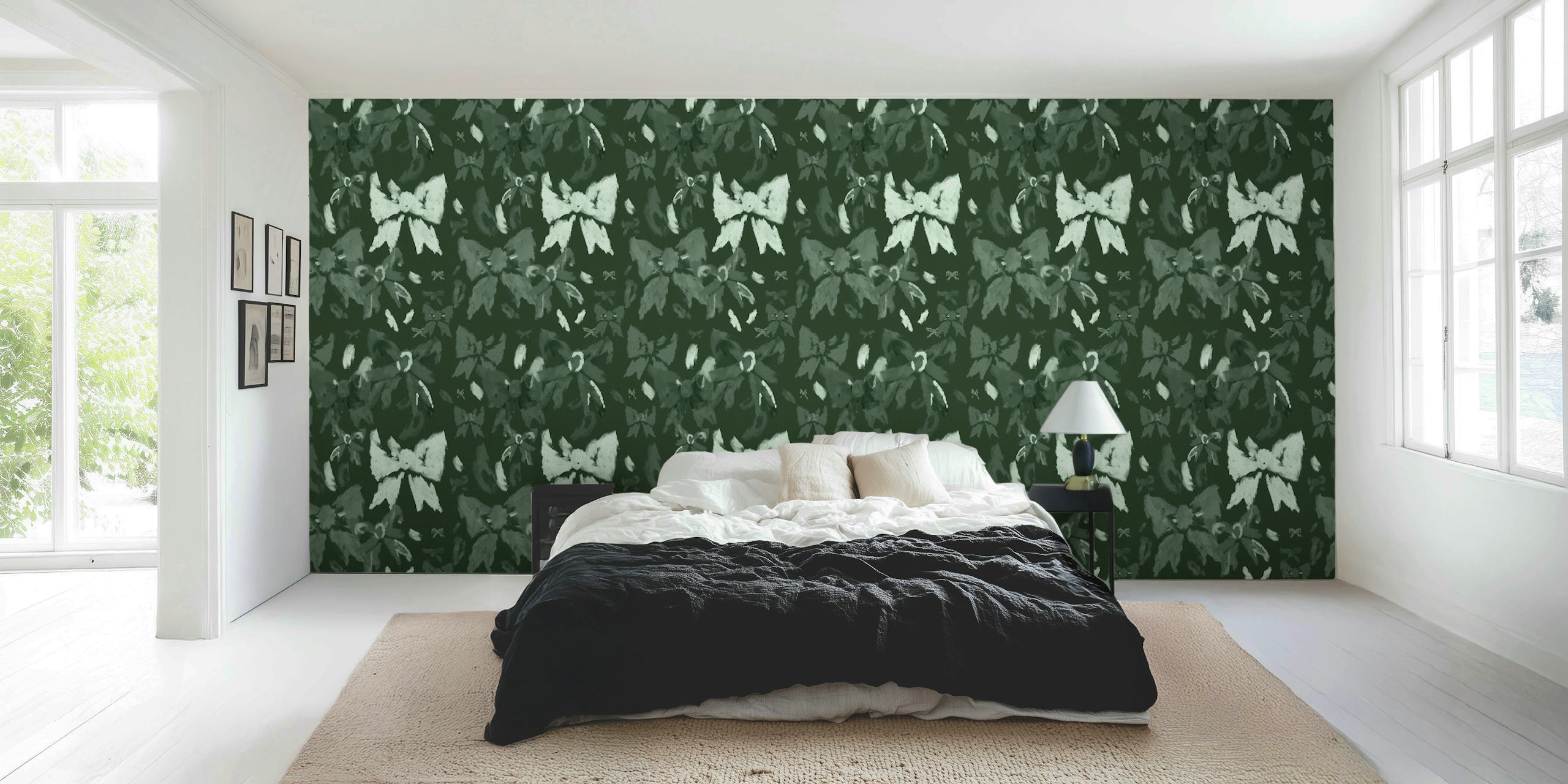 Emerald Moth Haven wallpaper dans une pièce