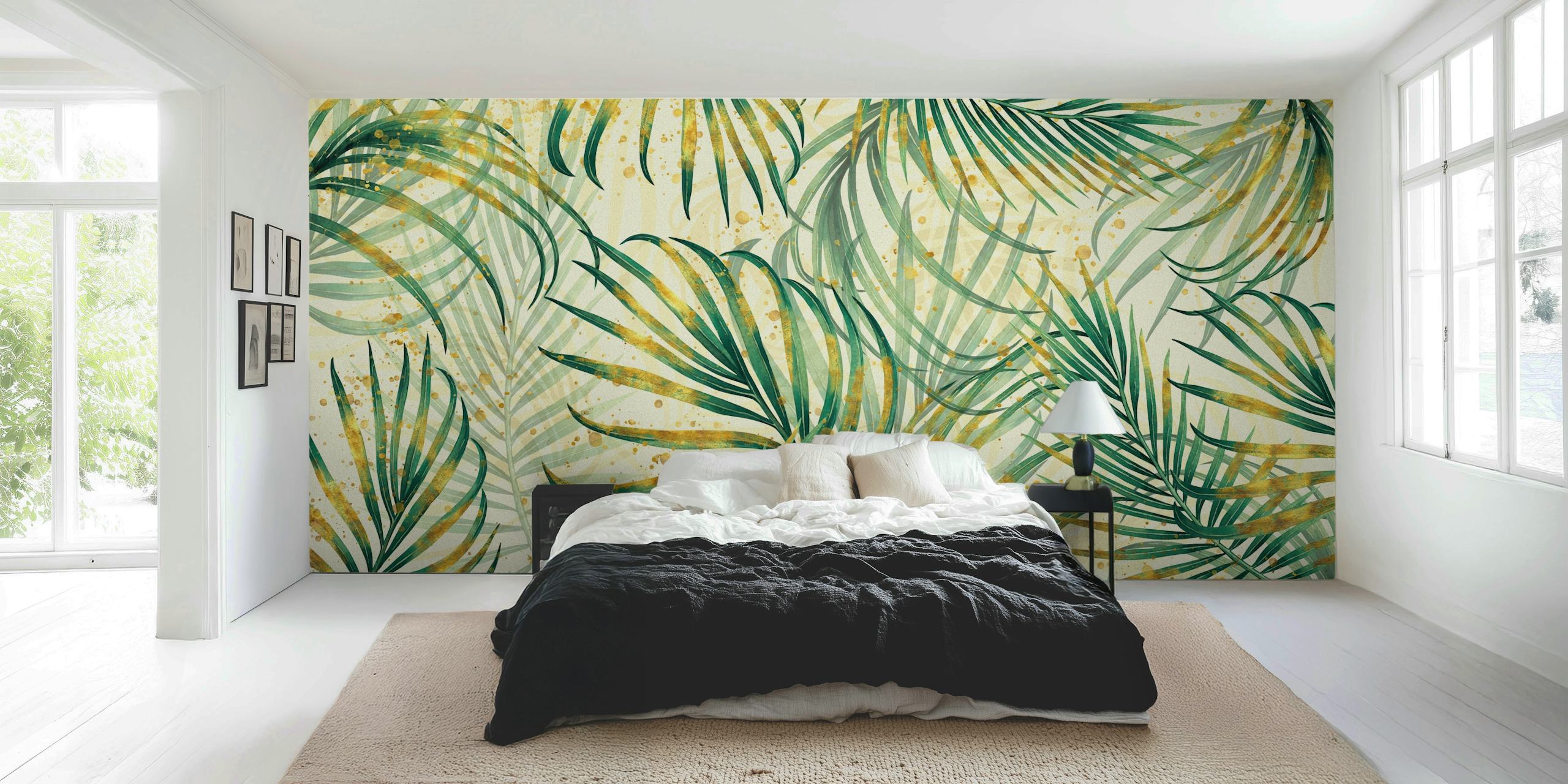 Ταπετσαρία Tropicana crem σε ένα στυλάτο δωμάτιο