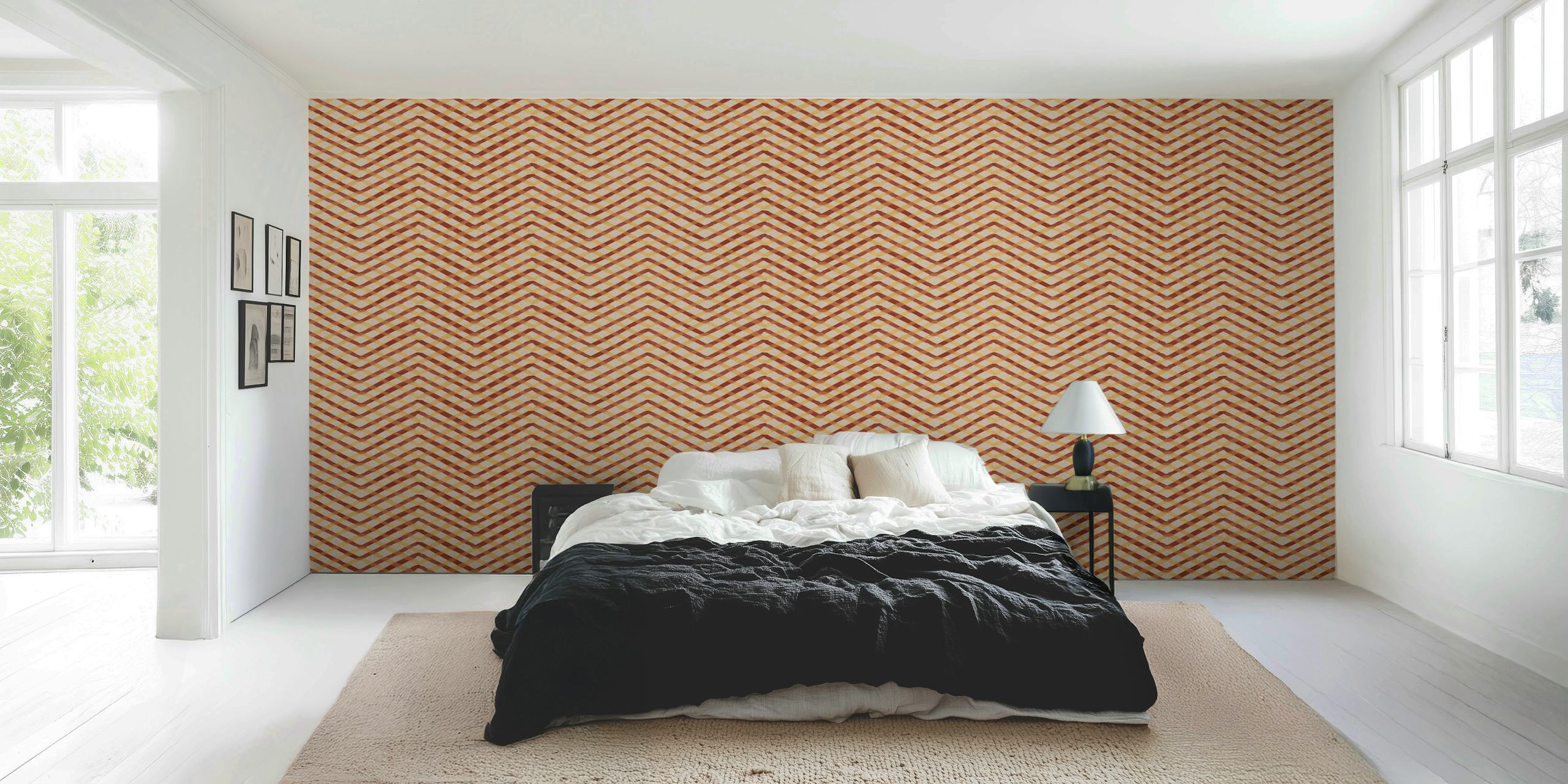 Grid Sunset behang in een kameropstelling