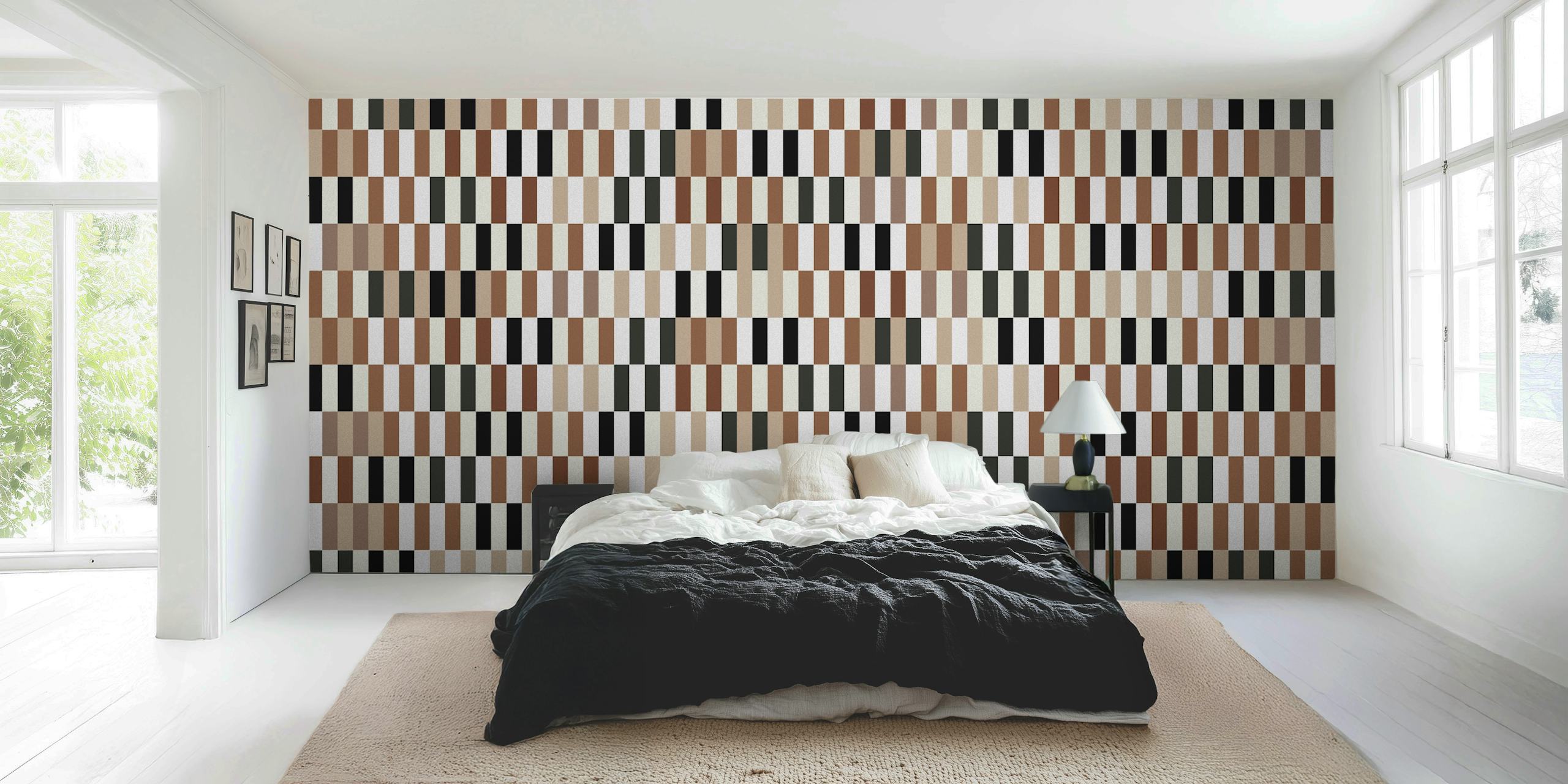 Brown patterned wallpaper in a room