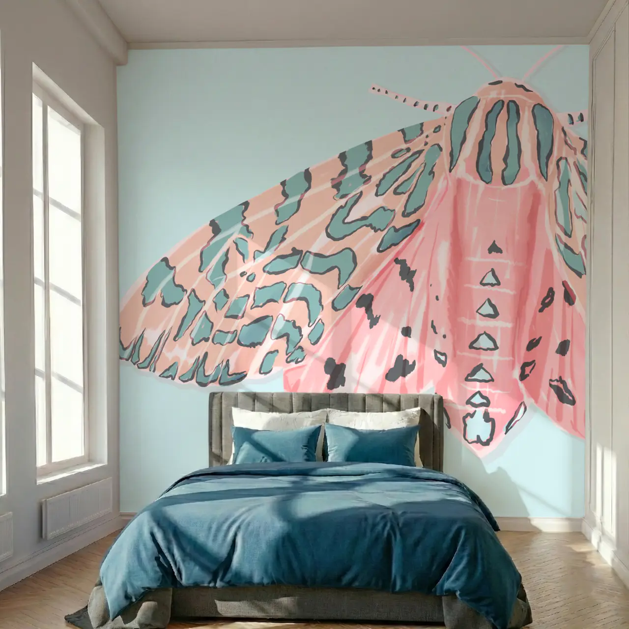 Pink Butterfly Moth Wallpaper for Kids