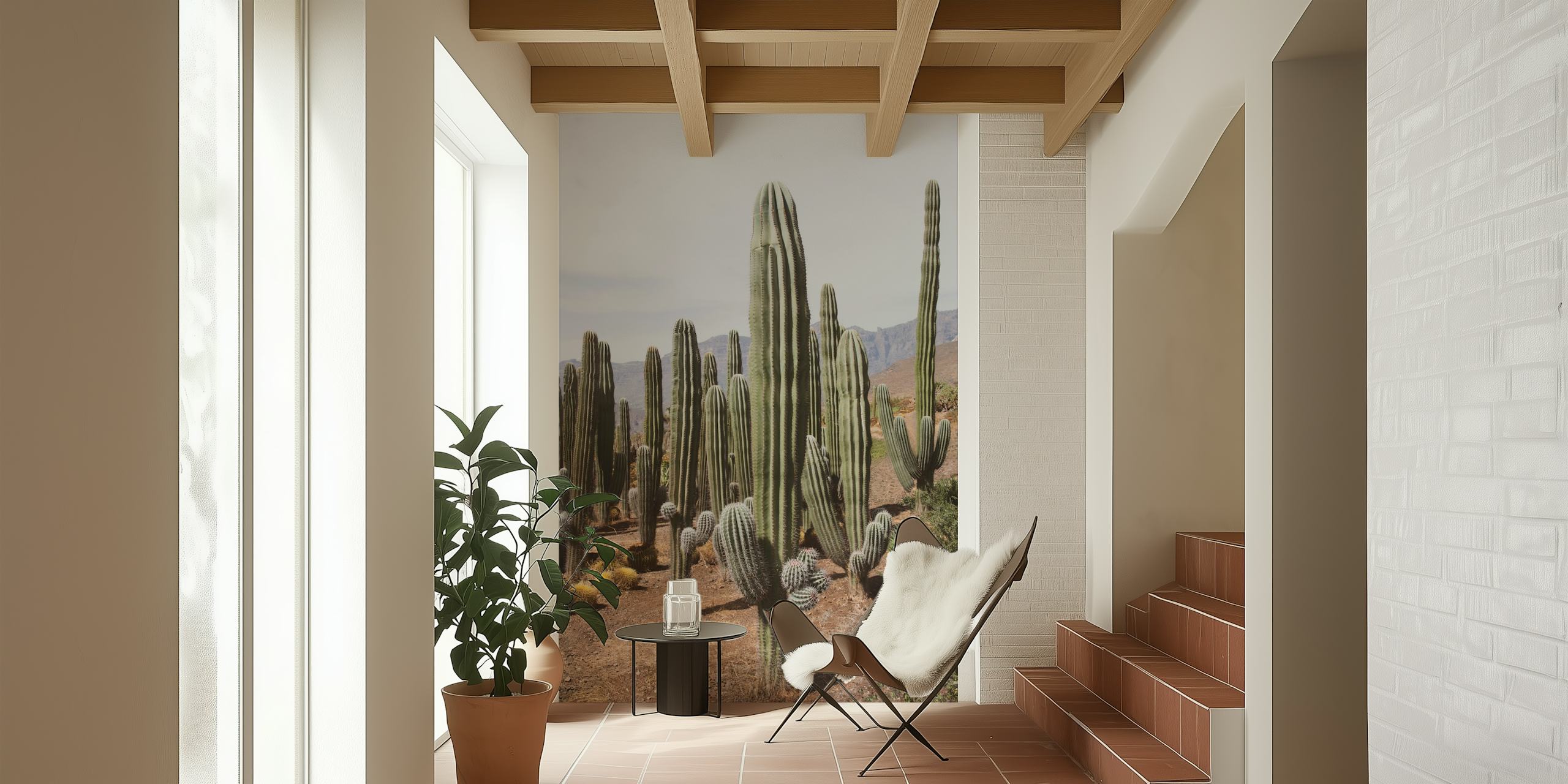 Kaktus Oasis ökenbild tapeter med höga kaktusar