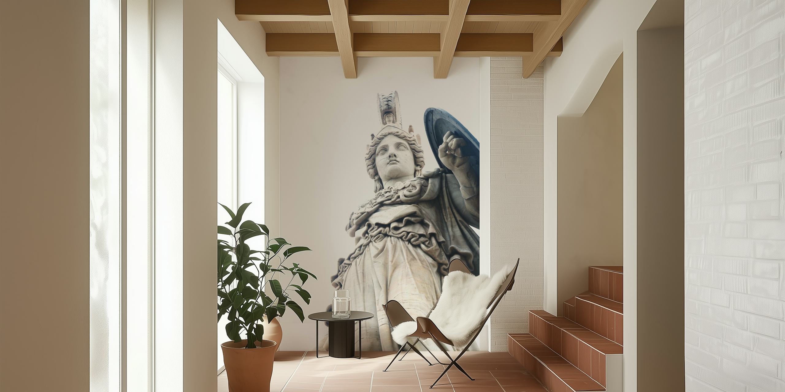 Athena goddess statue in classical style wallpaper