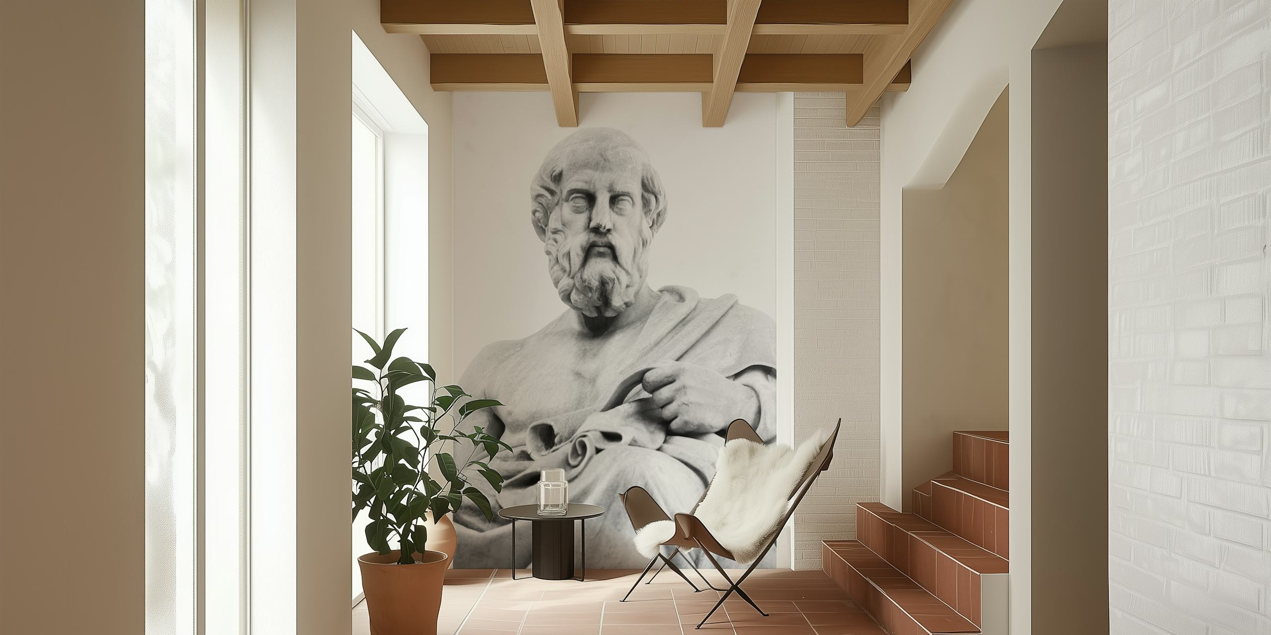 Plato Marble Statue wallpaper in a room