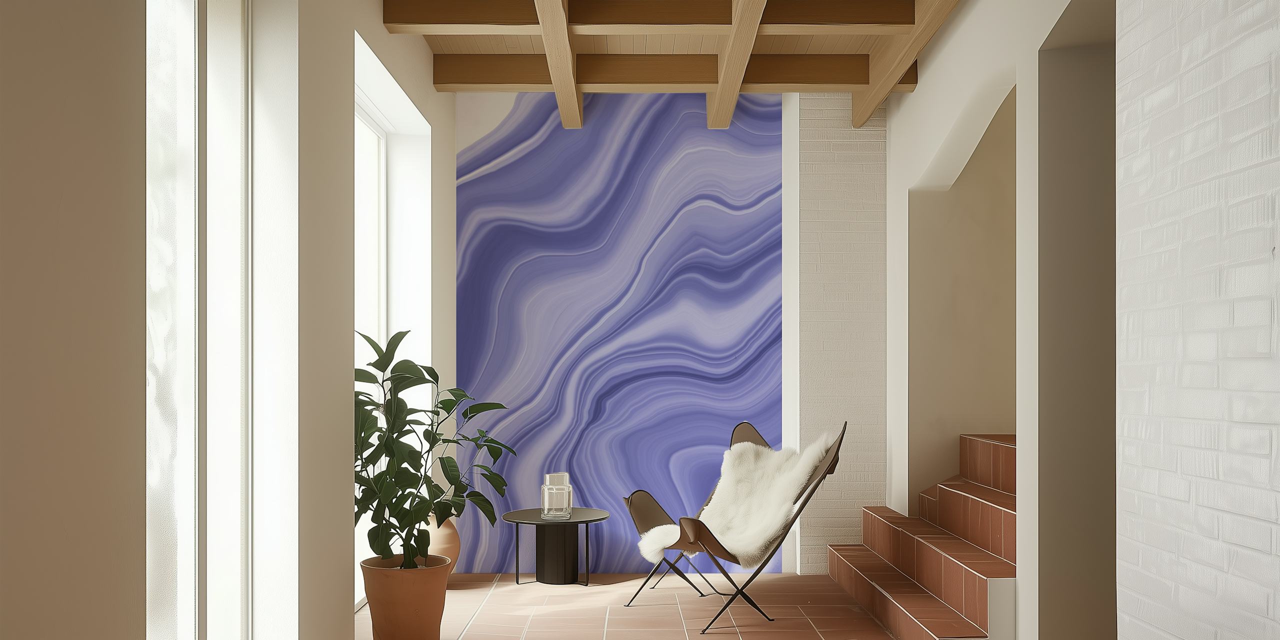 Liquid Very Peri Agate Dream carta da parati in una stanza
