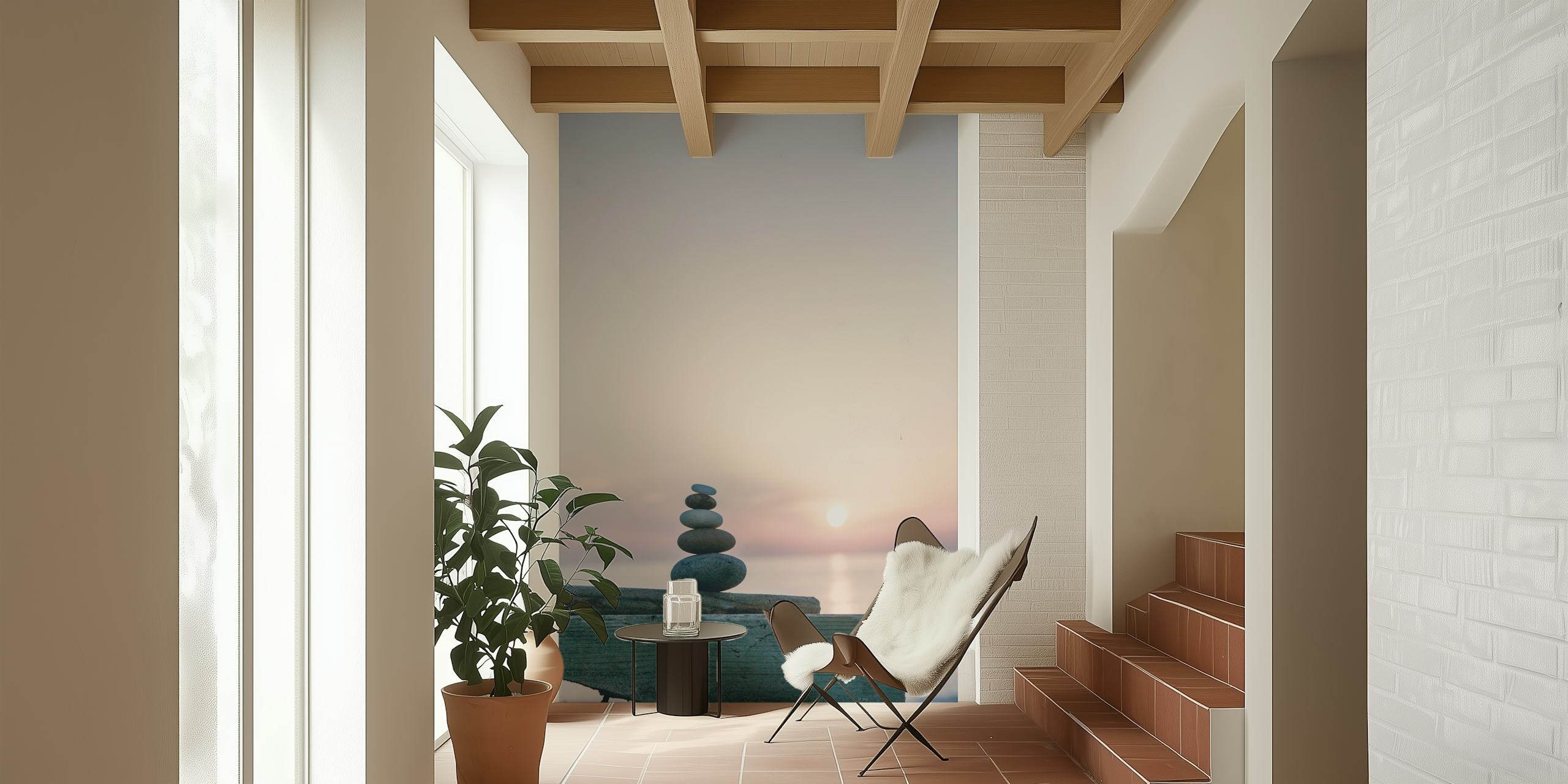 Tapetti, jossa on Sunset Beach Rock Balancing