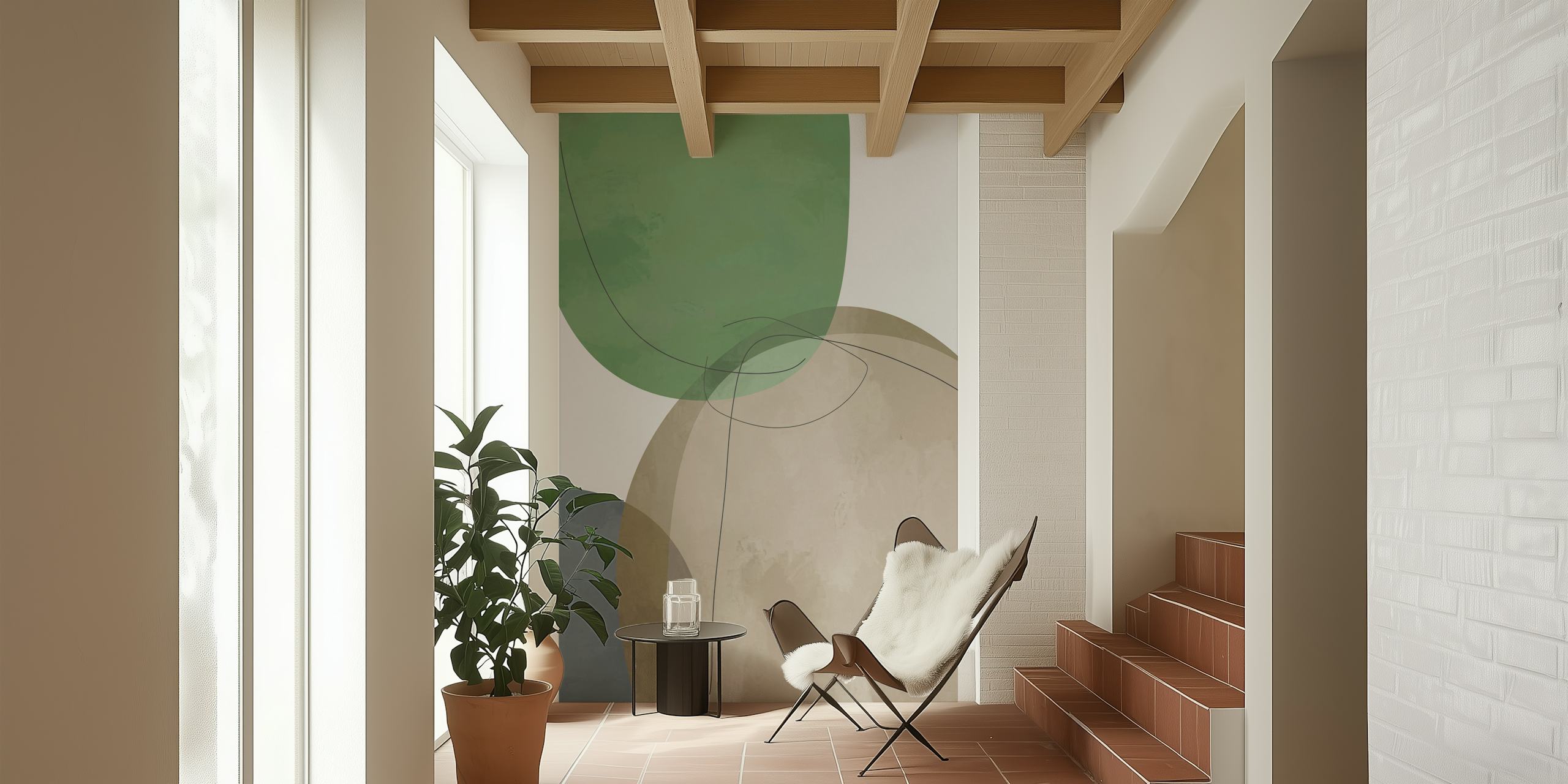 Overlapping Parts 6 wallpaper in a modern room