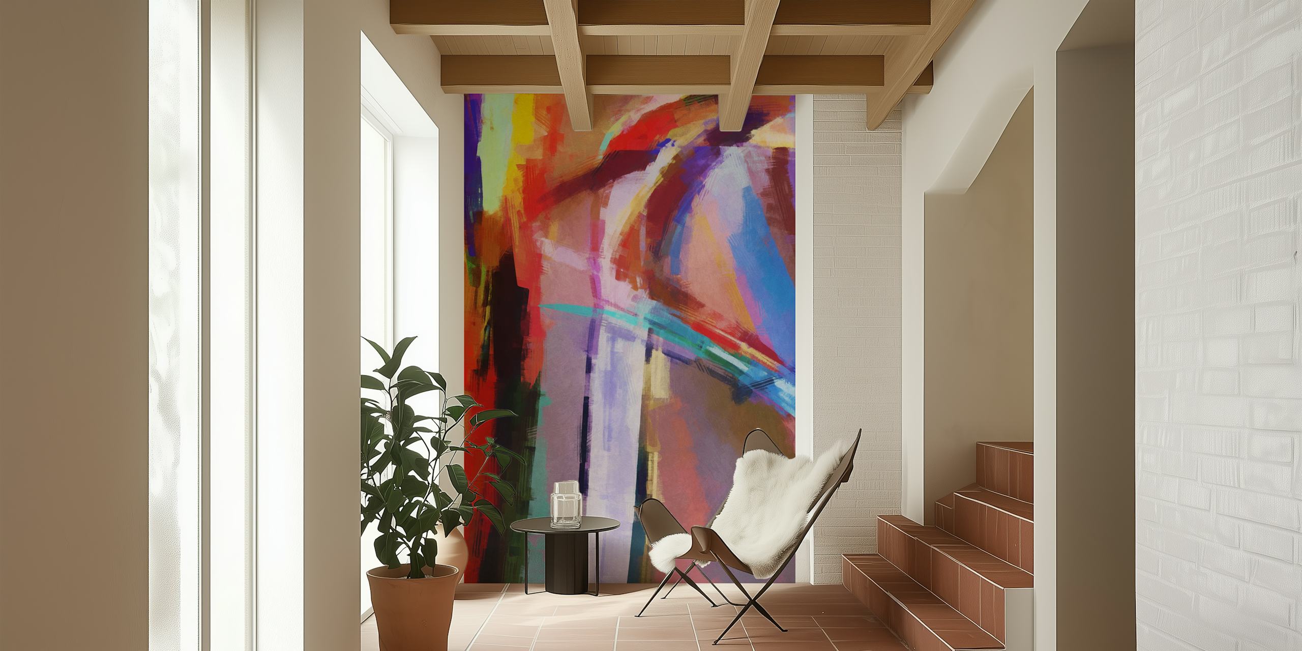 Colorful abstract brushstrokes in vibrant hues wallpaper