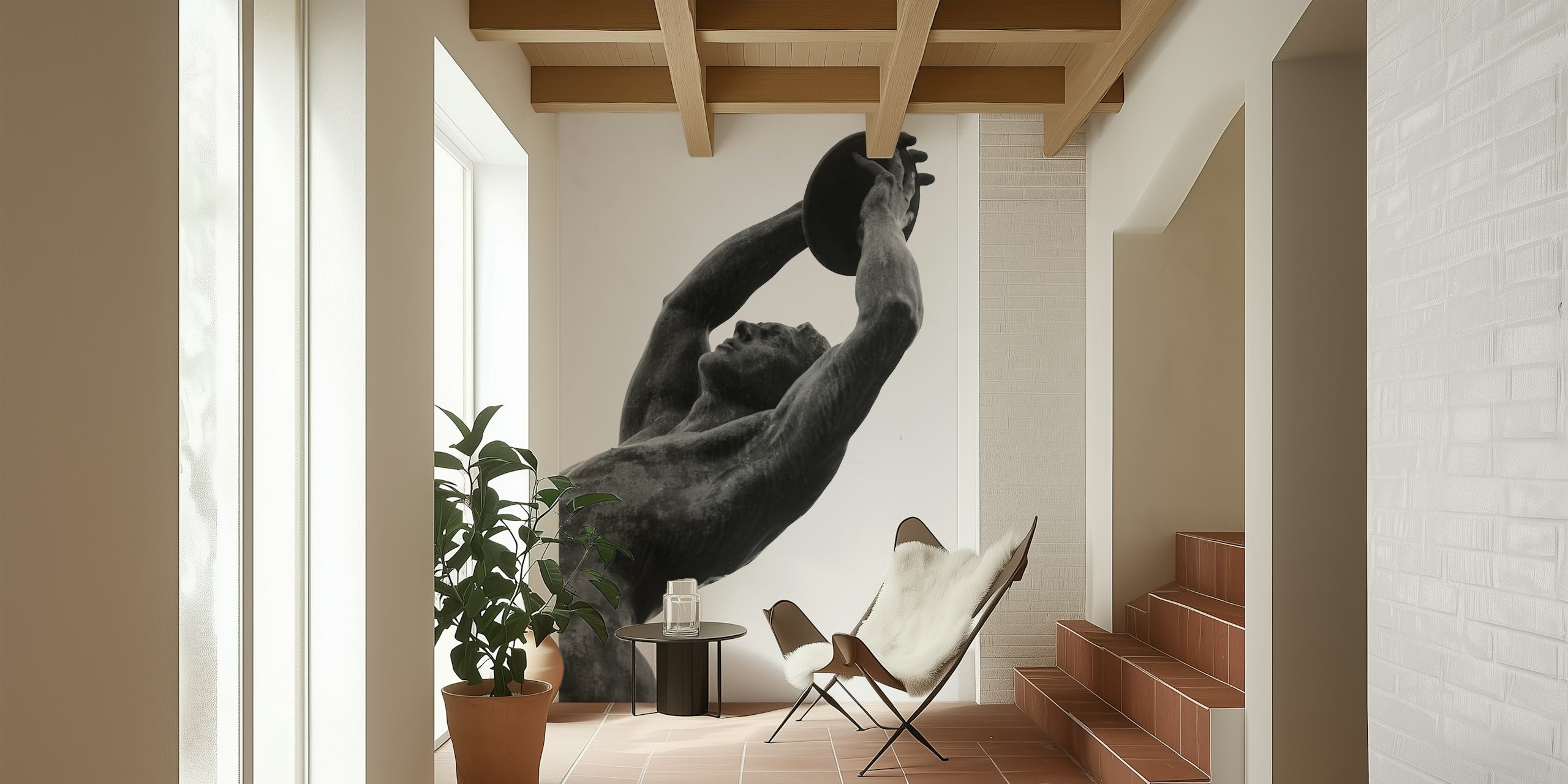 Olympic discus thrower wallpaper in a room