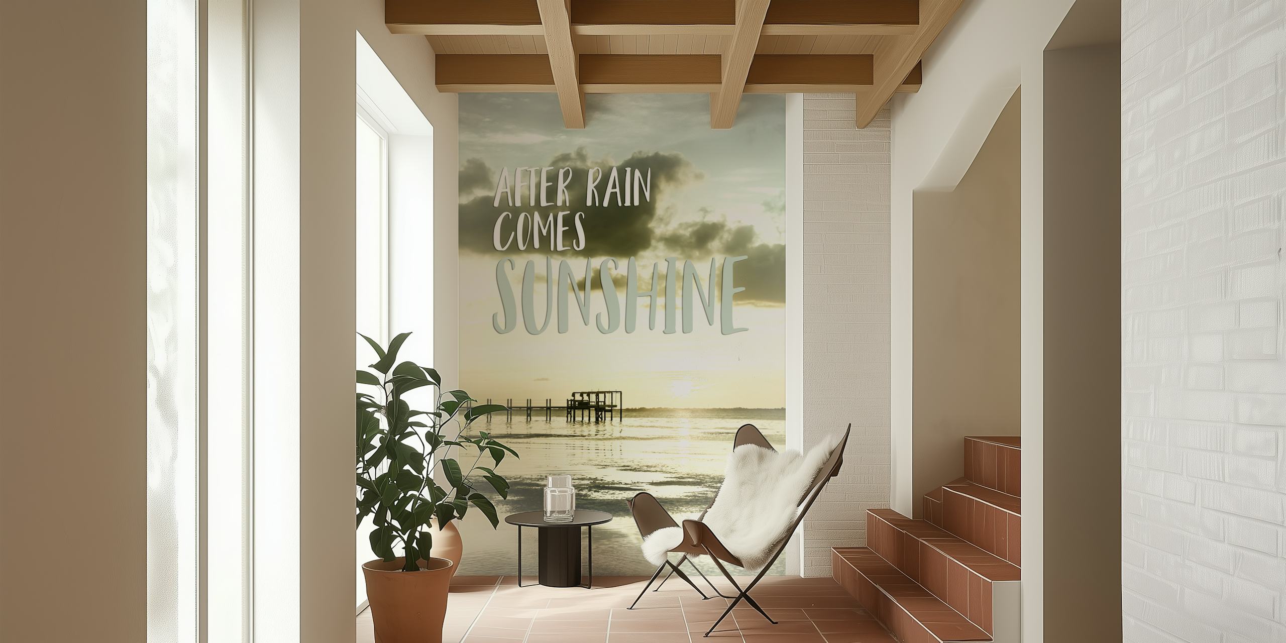Wallpaper displaying after rain comes sunshine design