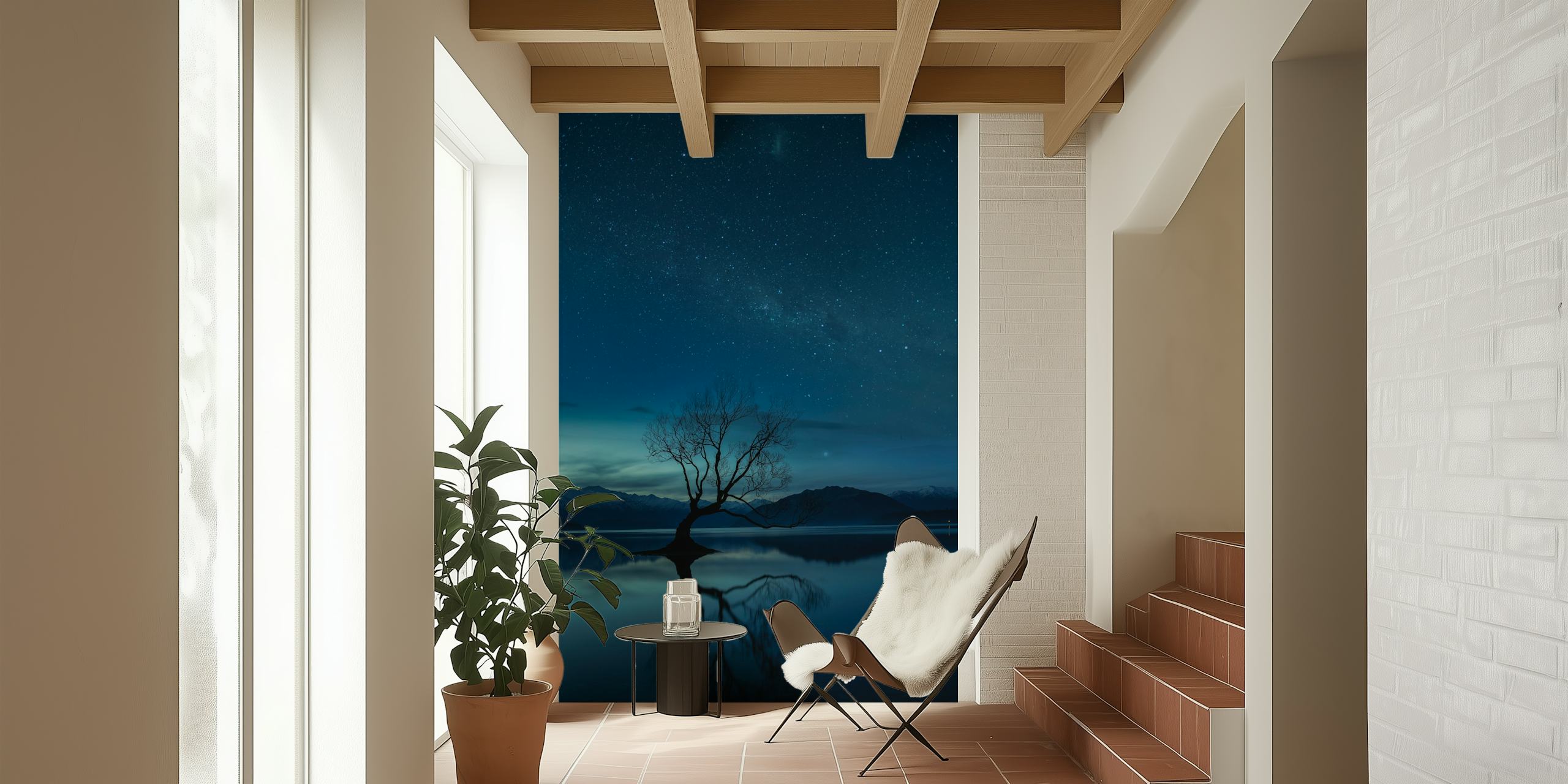 Wanaka tree wallpaper in a room