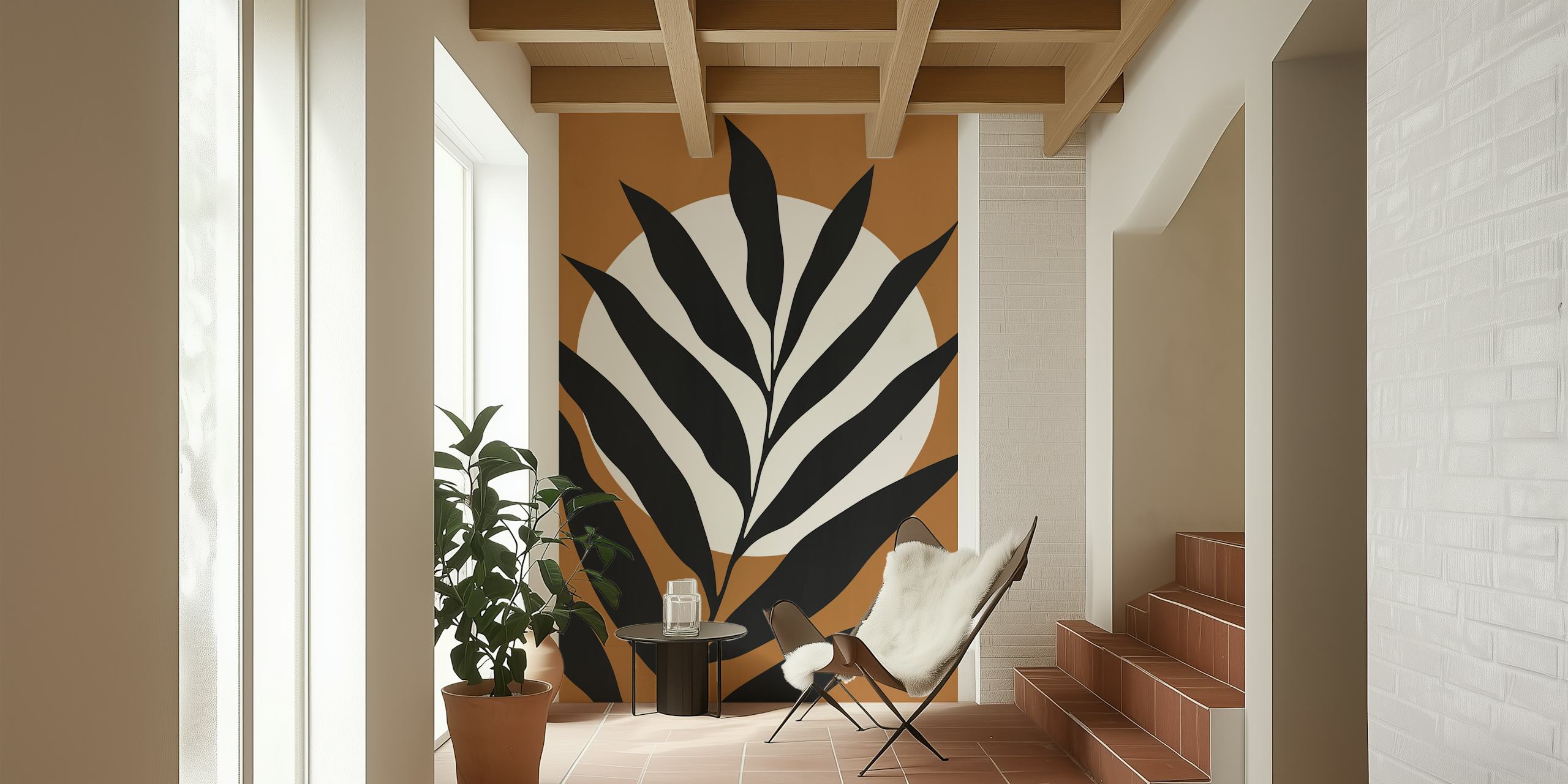 Organic nature II behangontwerp in een kamer