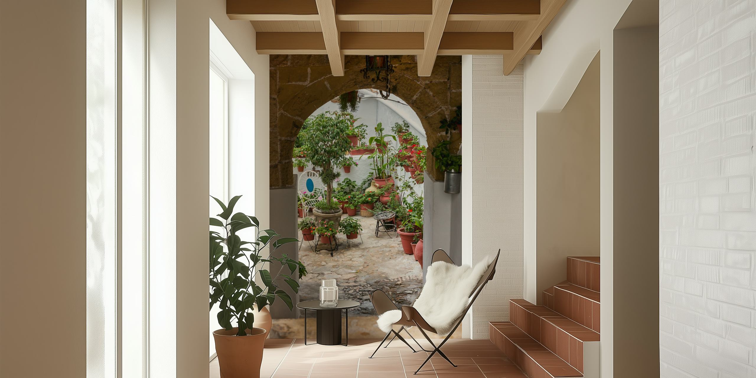Andalusia Spanish Patio wallpaper design