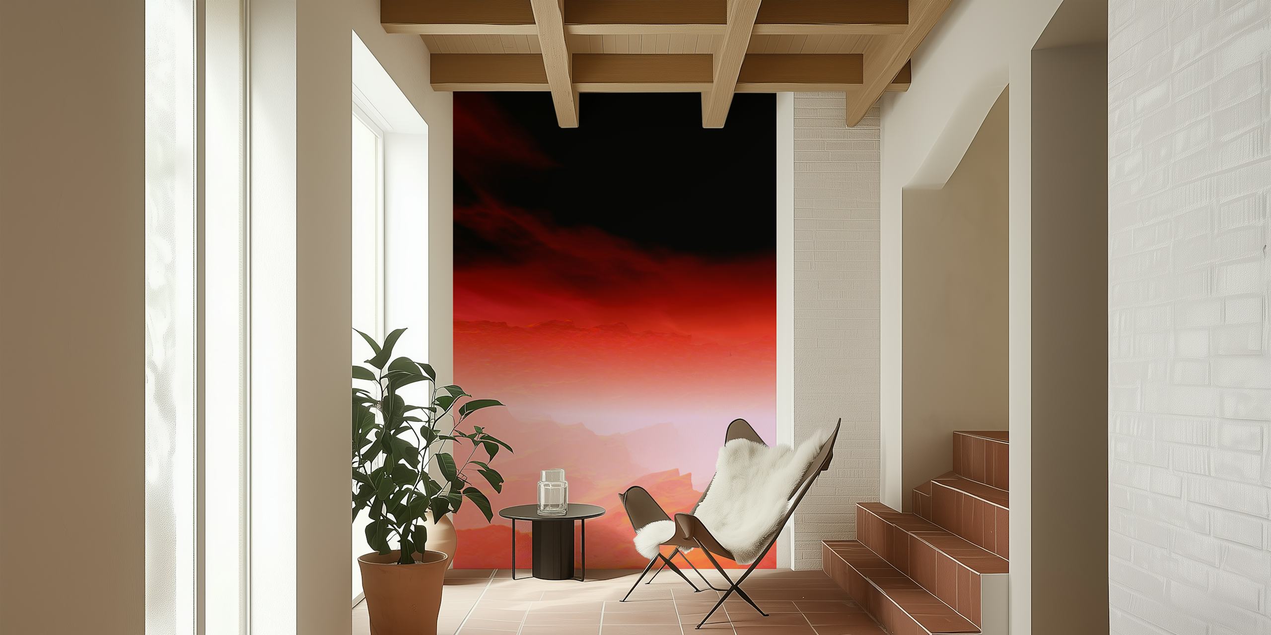 Tapeta Red Sky v stylovém pokoji