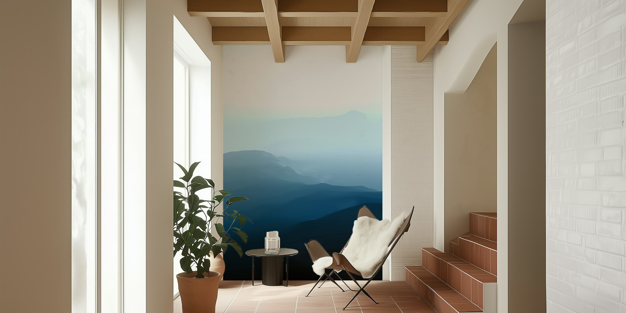 Blue Serenity III wallpaper in a stylish room