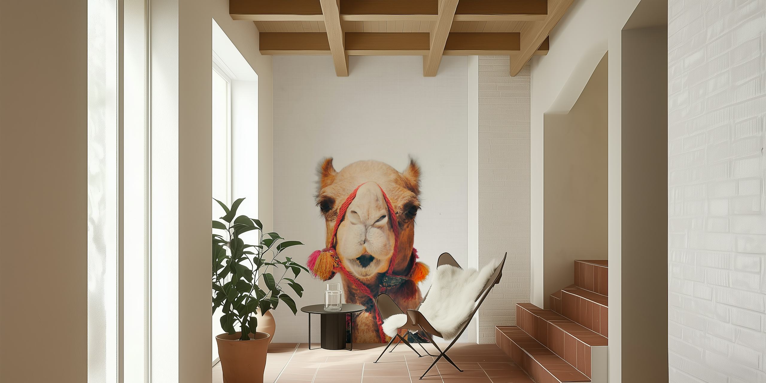 Camel wallpaper in a stylish room