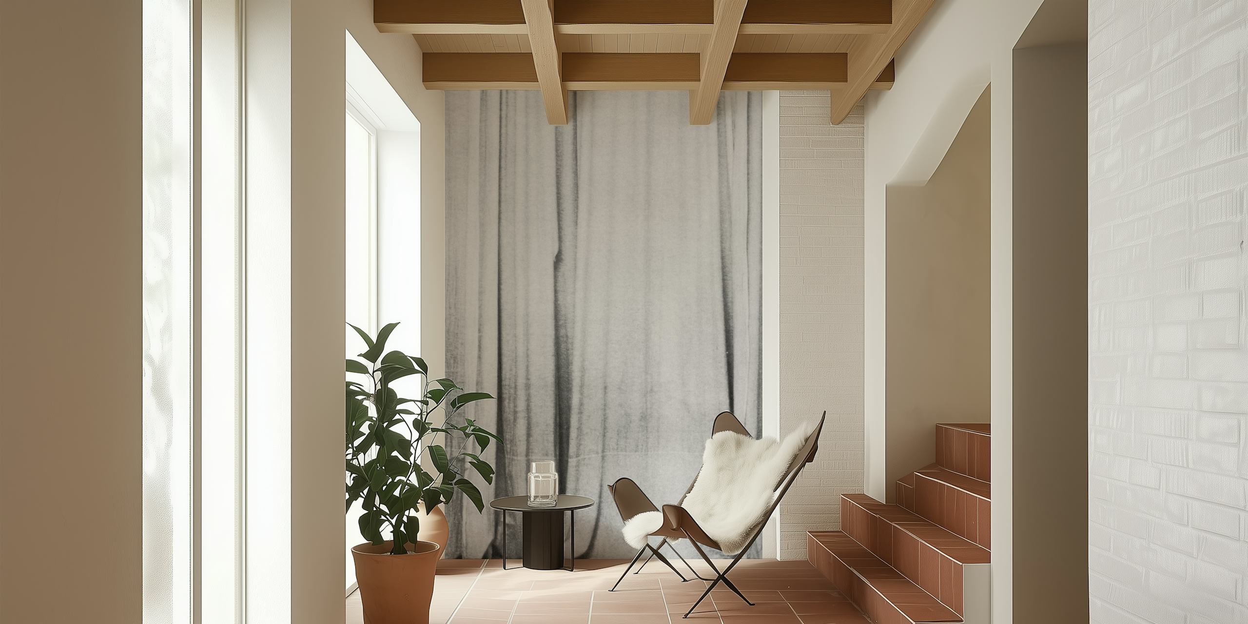 Papel de parede elegante com cortina em um quarto