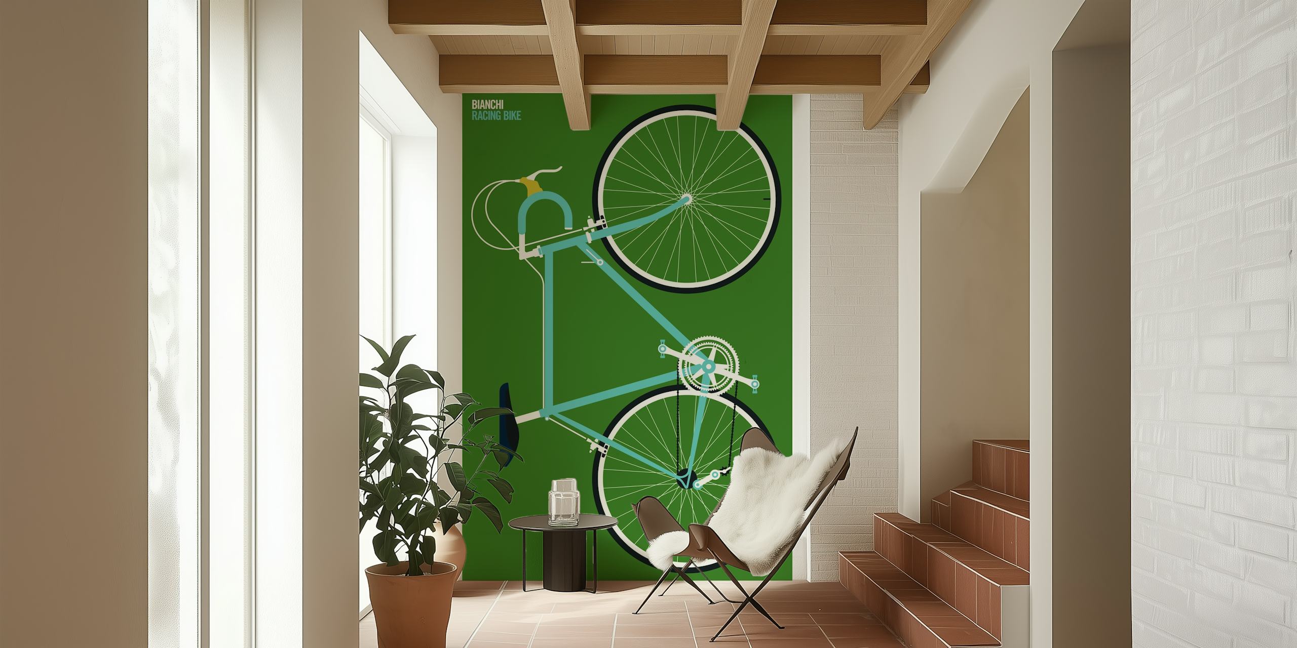 Green Bianchi racing bike graphic wallpaper
