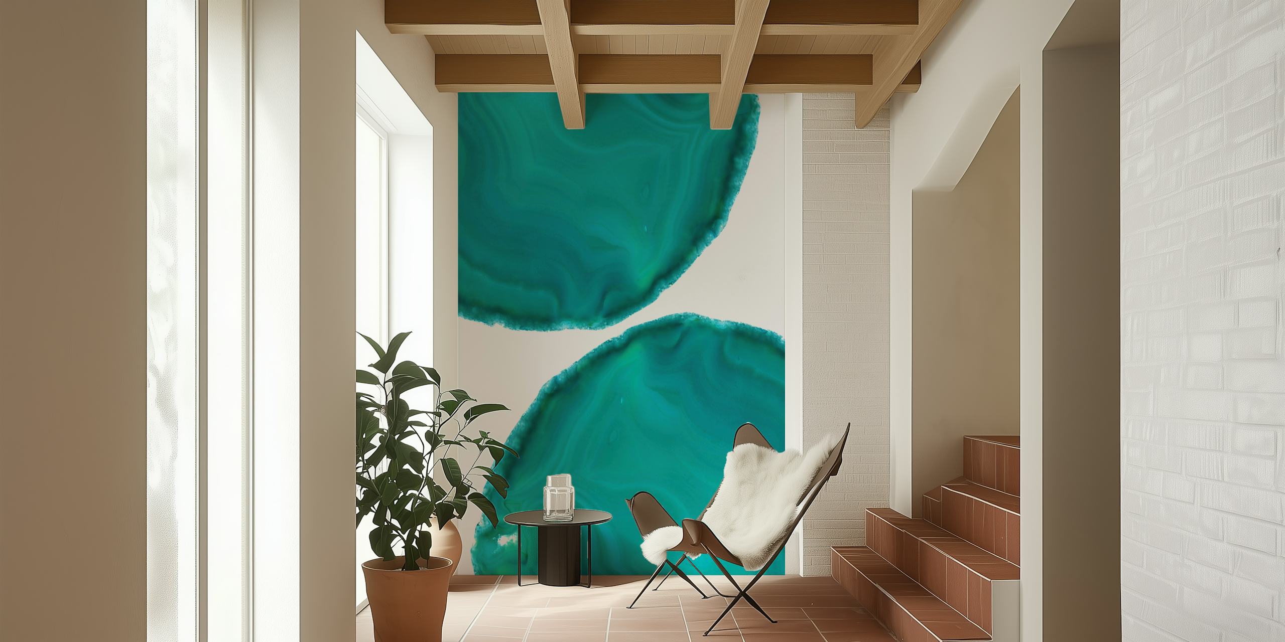 Turquoise agate patterns on a white background wallpaper