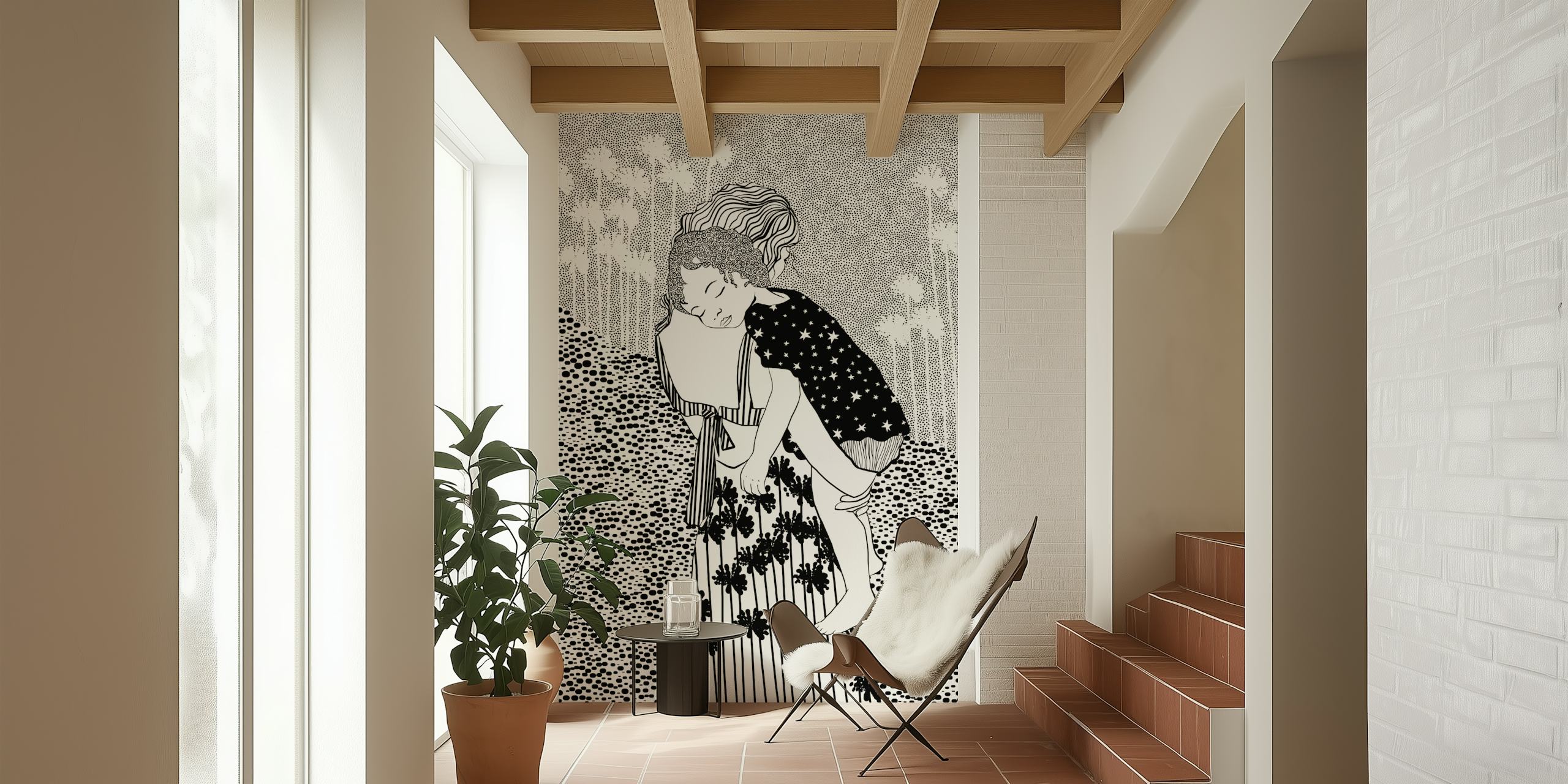 Ταπετσαρία Motherly Hues σε ένα ζεστό δωμάτιο