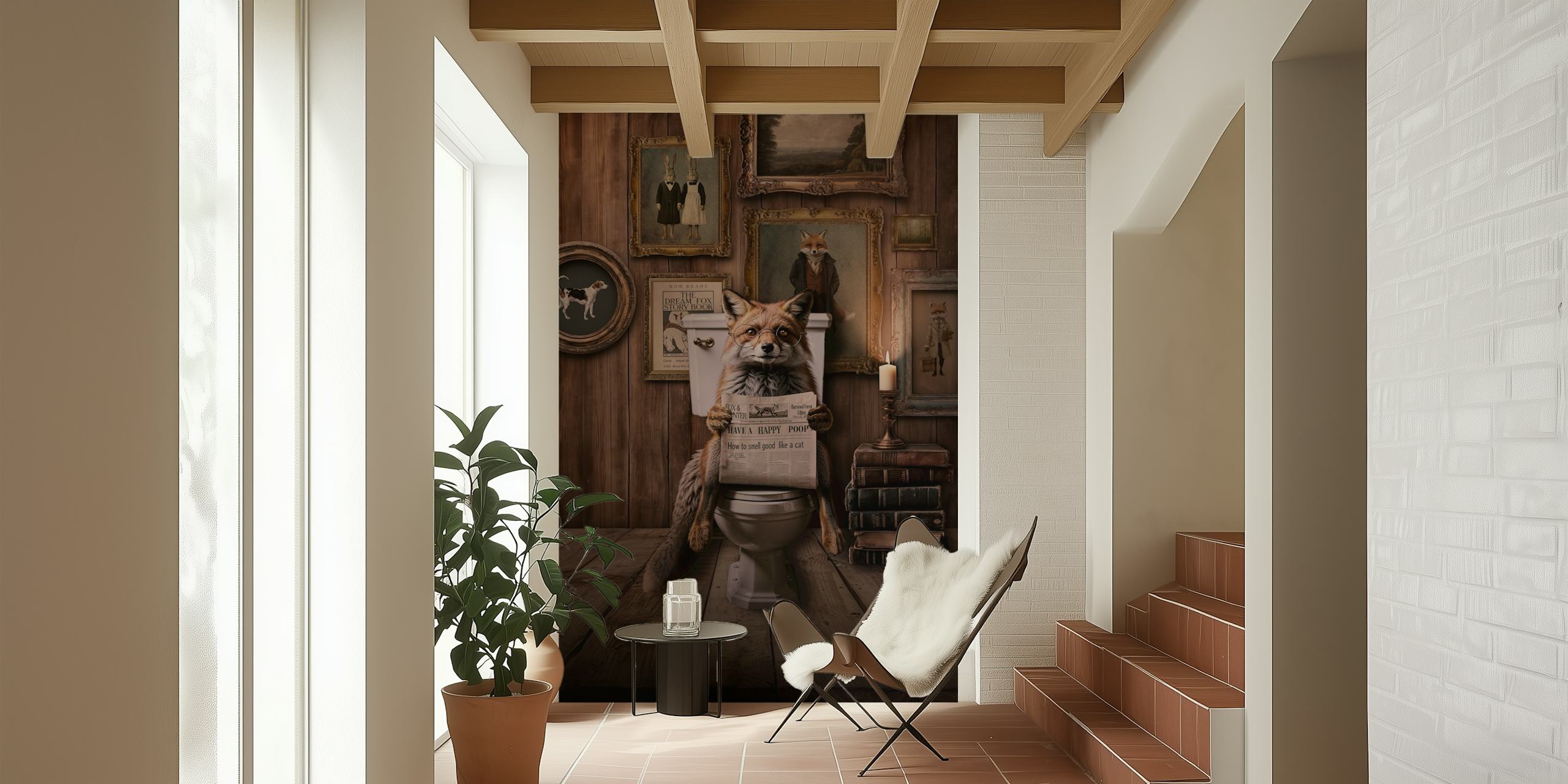 Papel tapiz Vintage Fox Story Time en la habitación