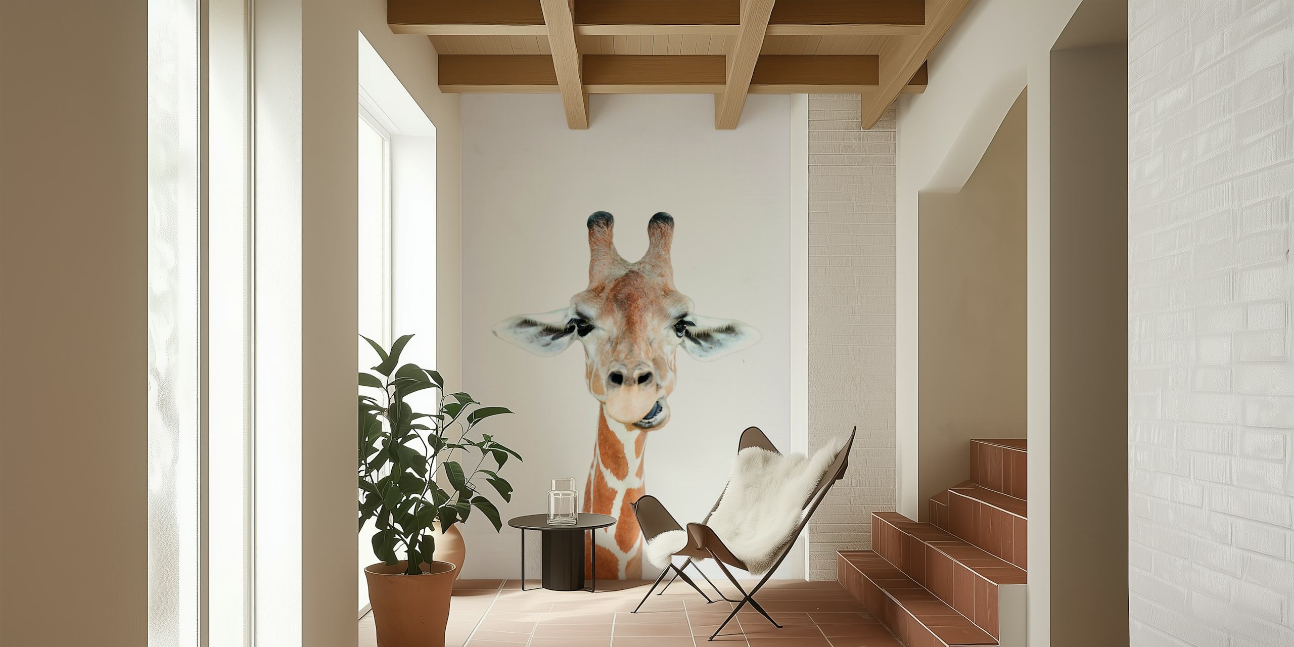 Carta da parati Happy Giraffe in una stanza
