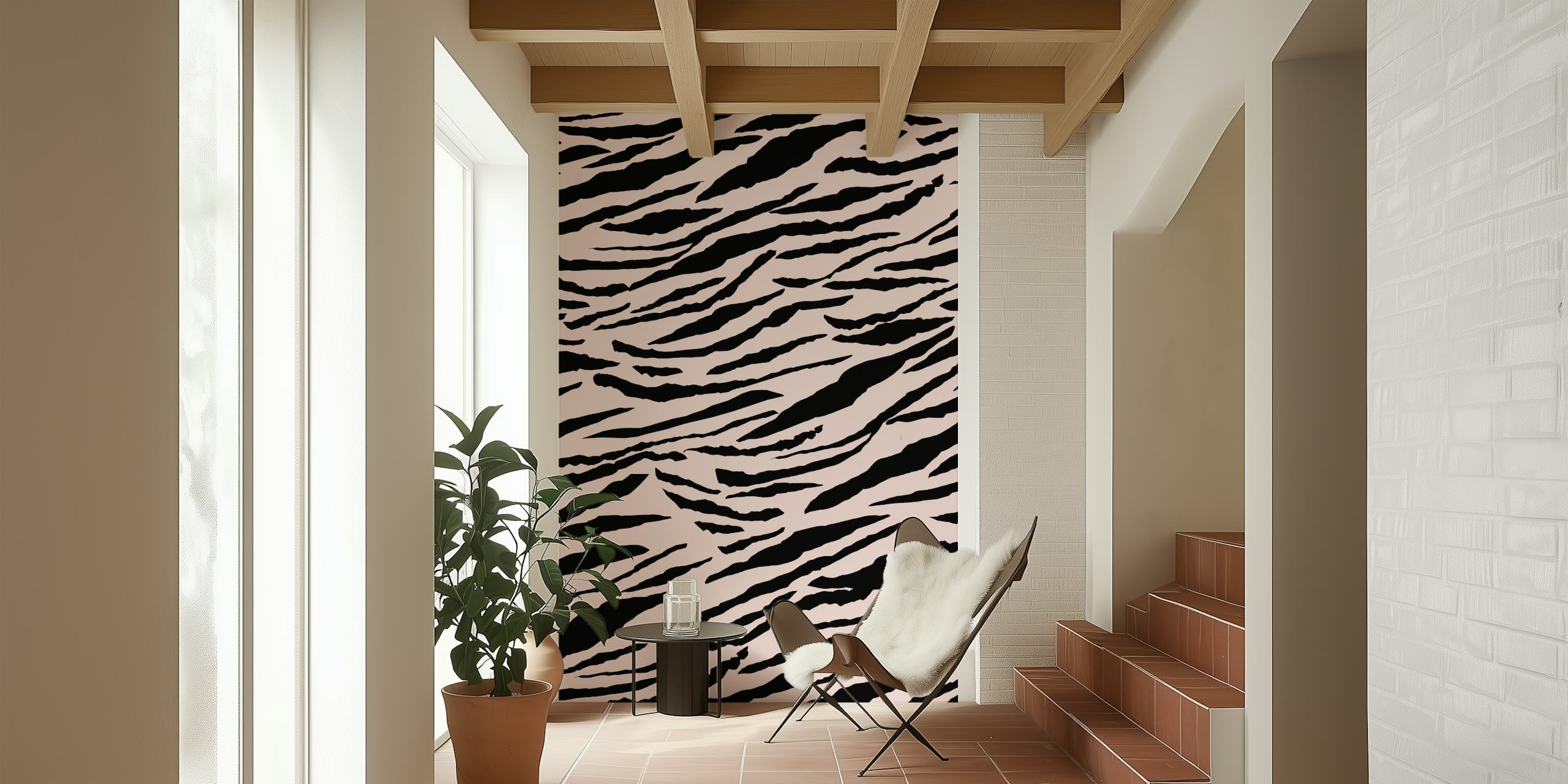 Pink and black tiger stripes pattern wallpaper