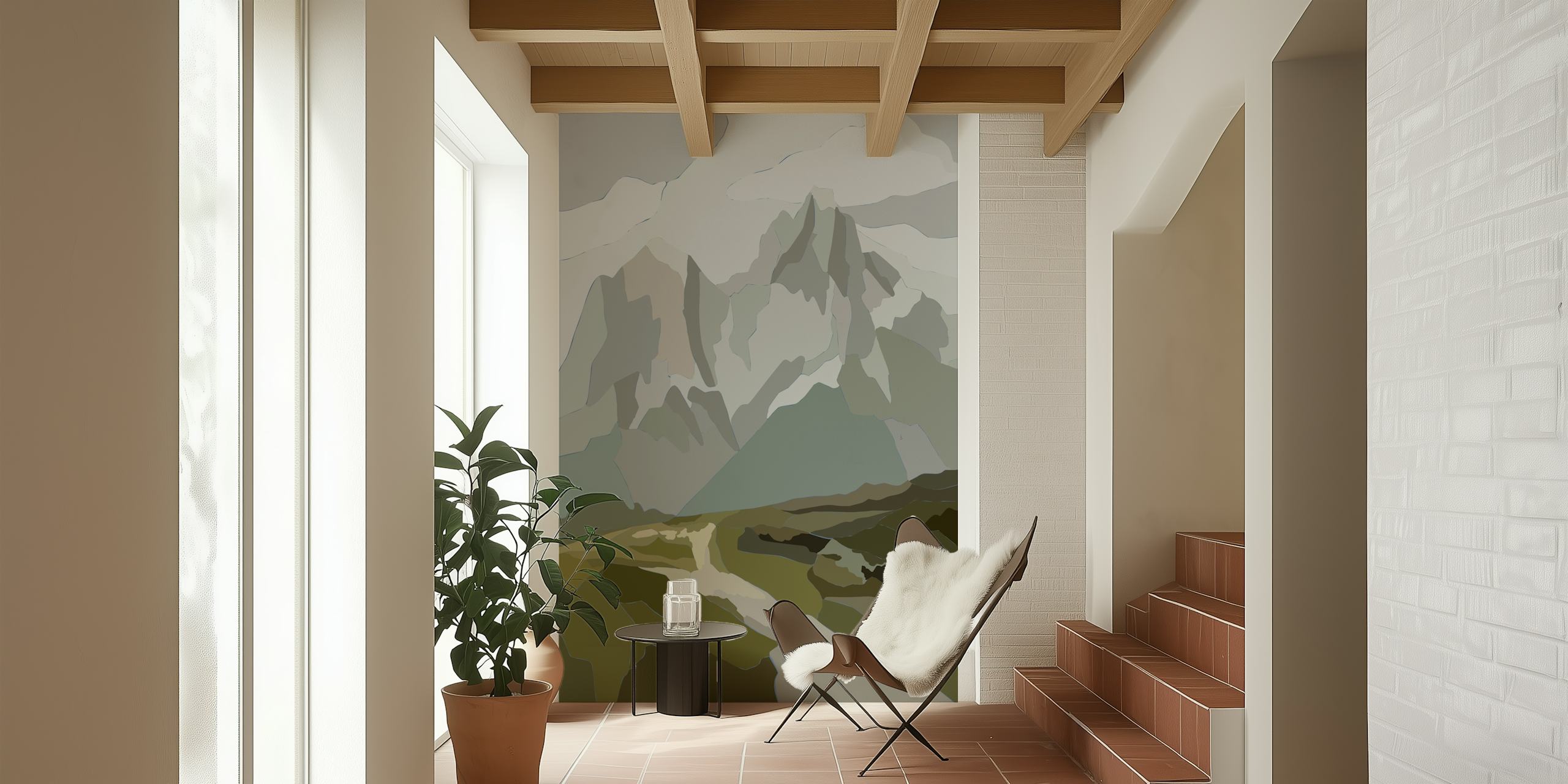 Minimalist Mountain View-tapet i ett rum