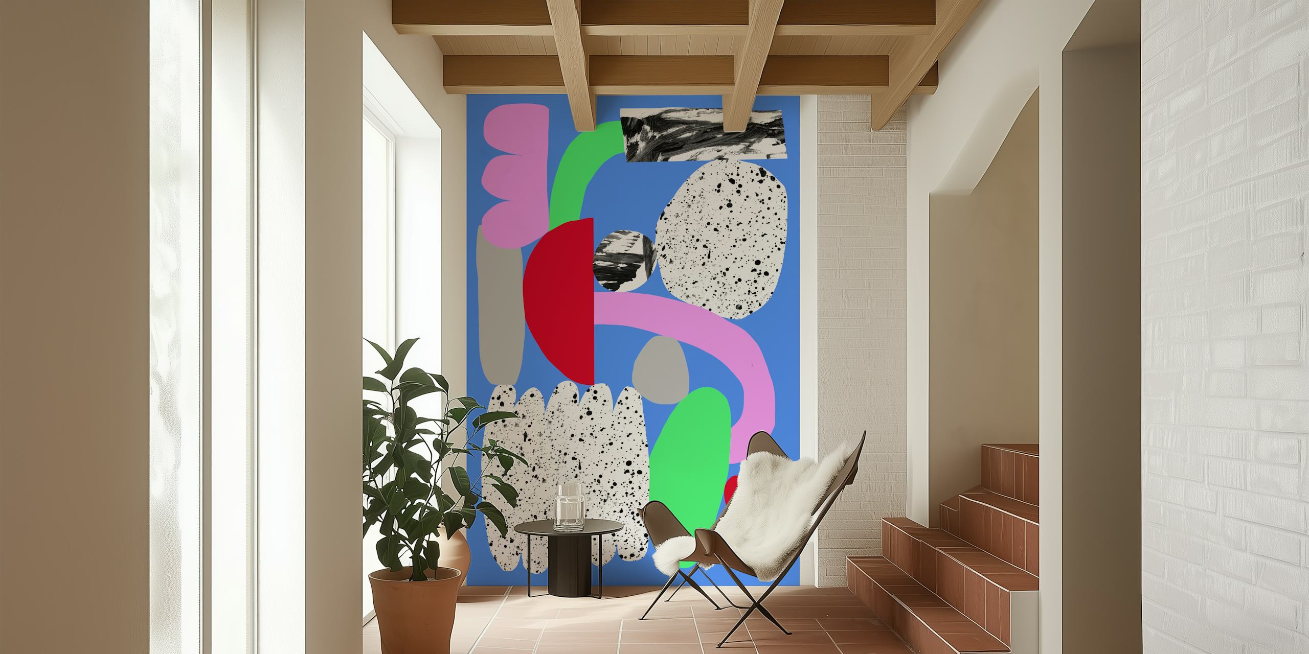 Colorful abstract shapes and patterns in vibrant colors wallpaper