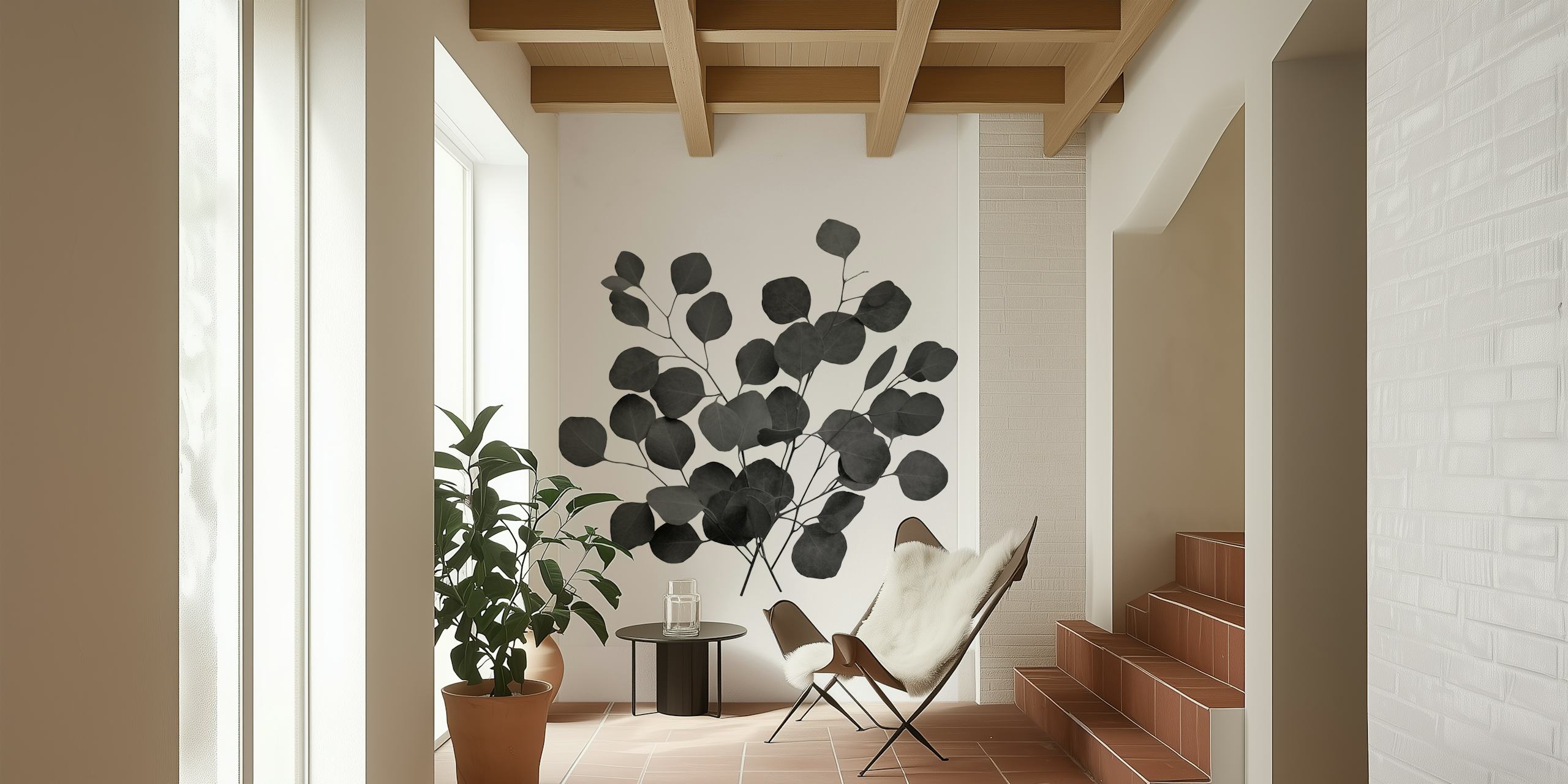 Black eucalyptus leaves wallpaper