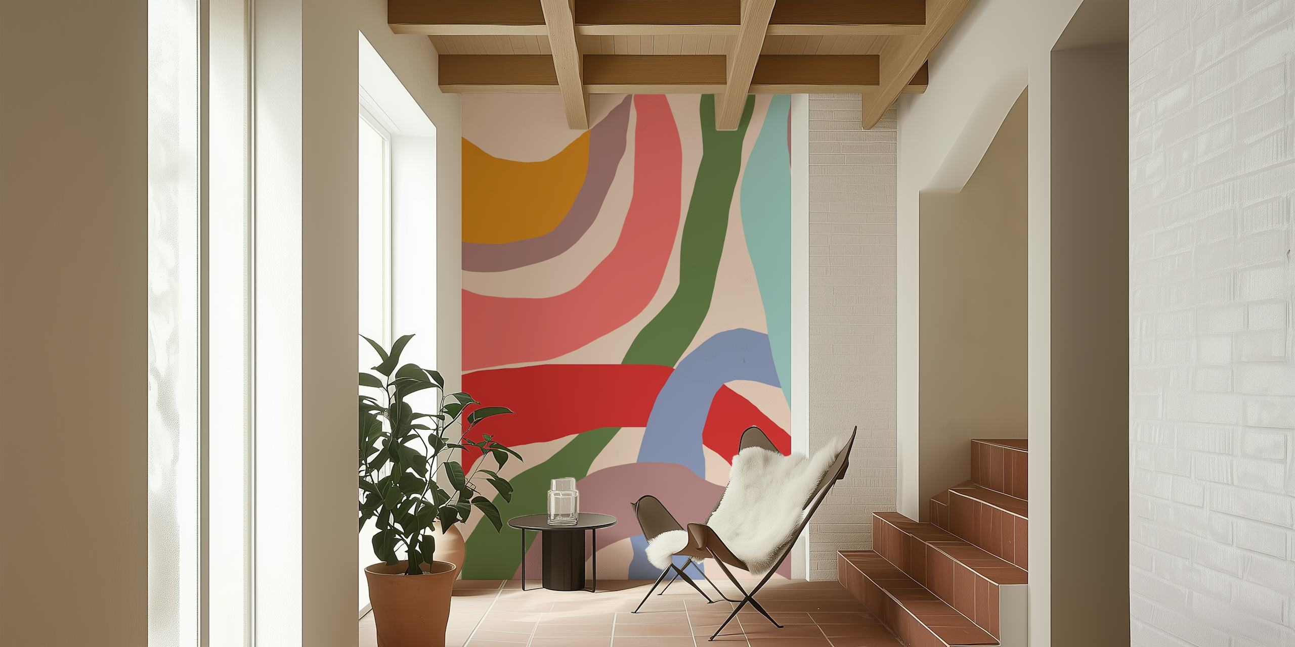 Colorful Abstract Waves ταπετσαρία σε ένα δωμάτιο