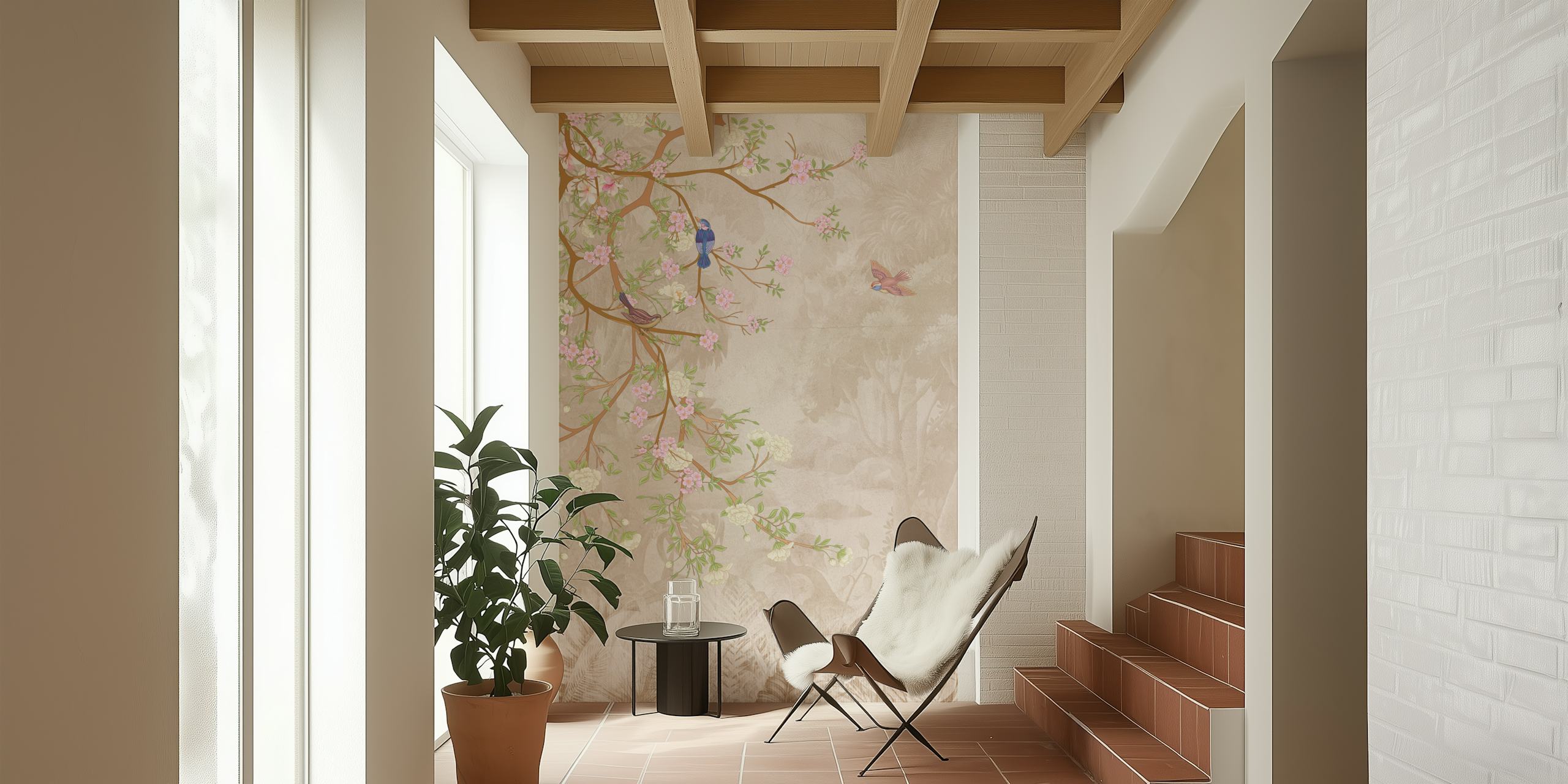 Charming Floral Branch Design tapeta u sobi