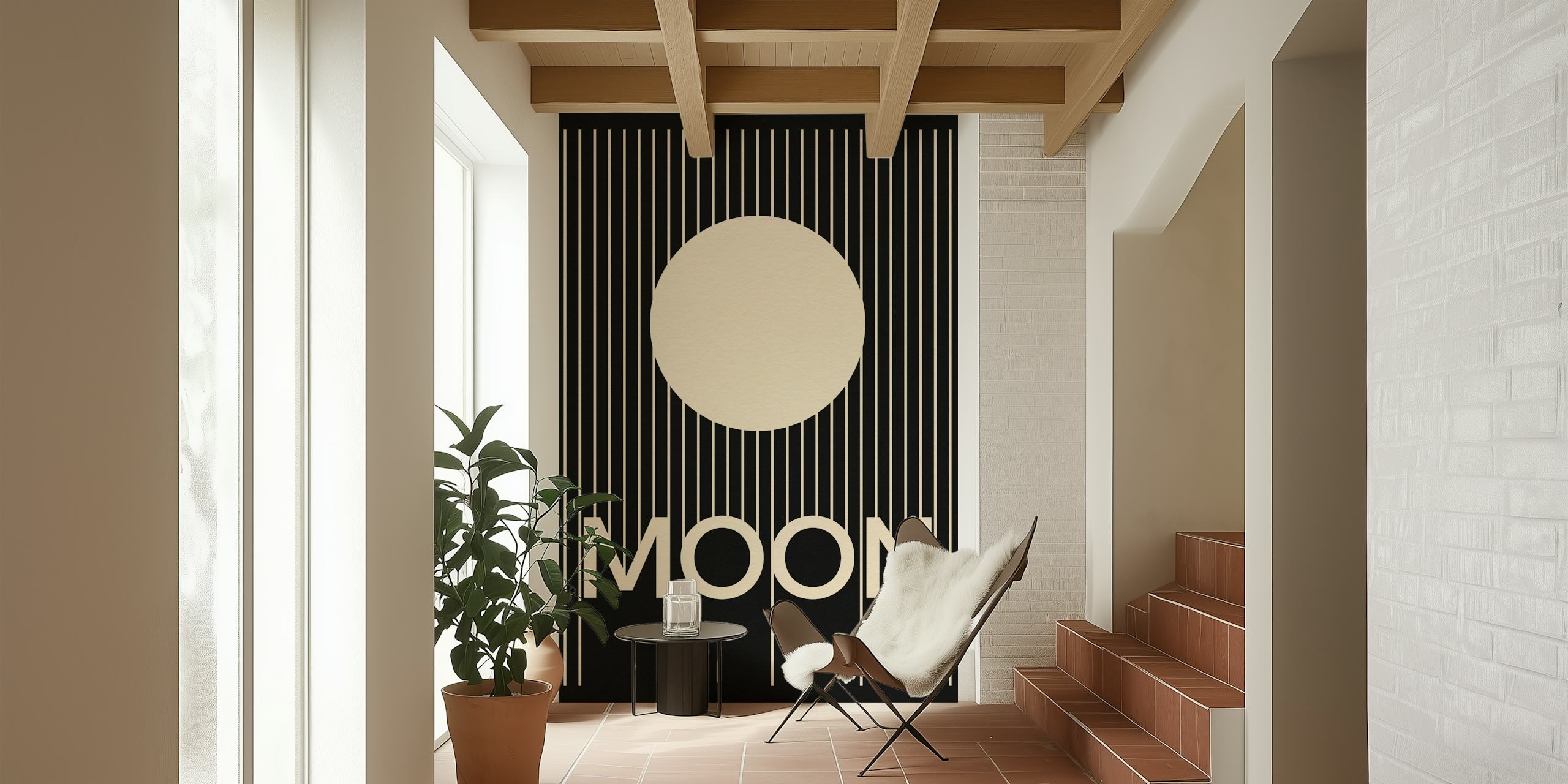 Papel de parede Moon Graphic Poster em um quarto