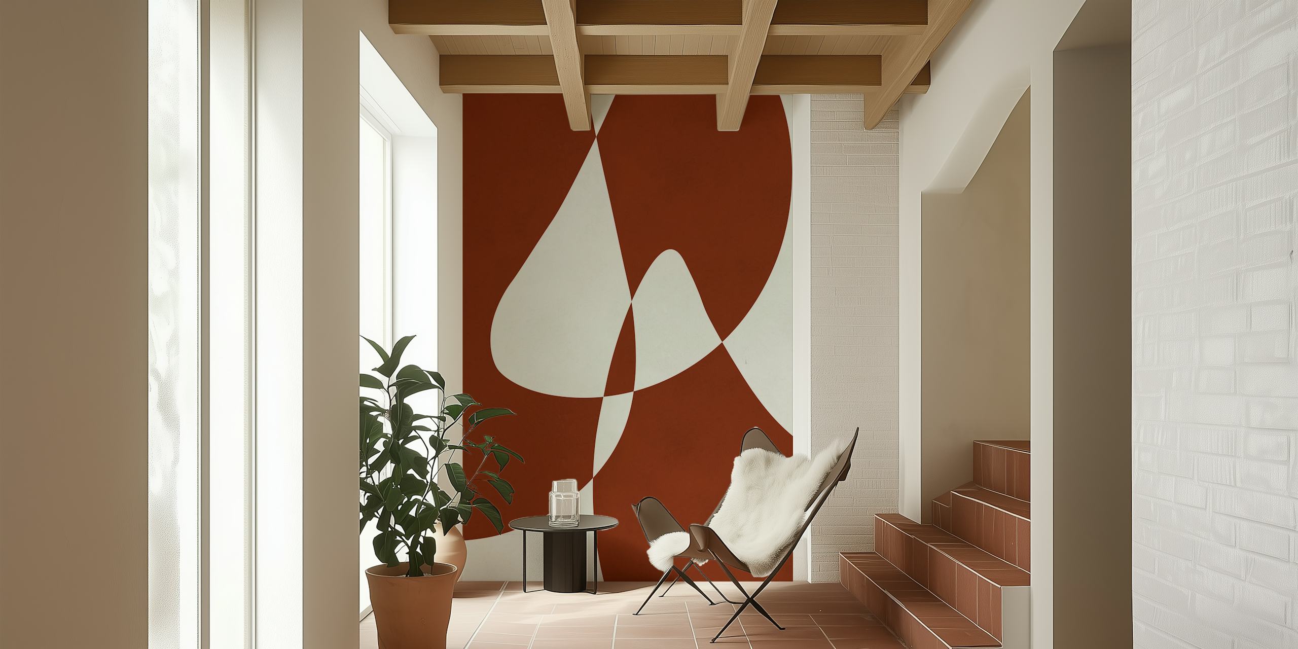 Earthy Organic Flow wallpaper in a room