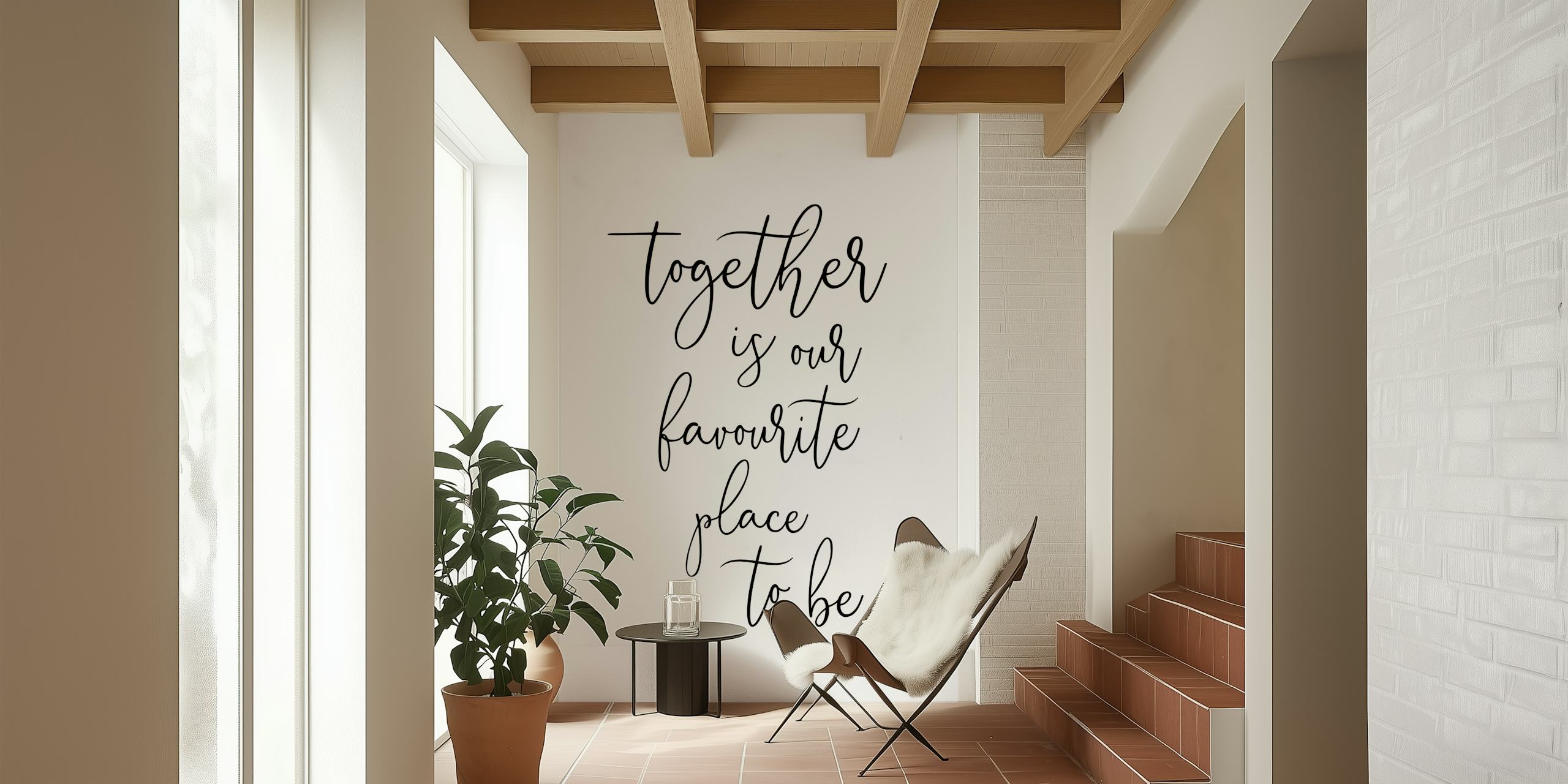 Muurkunst met de zin Together is our favourite place to be