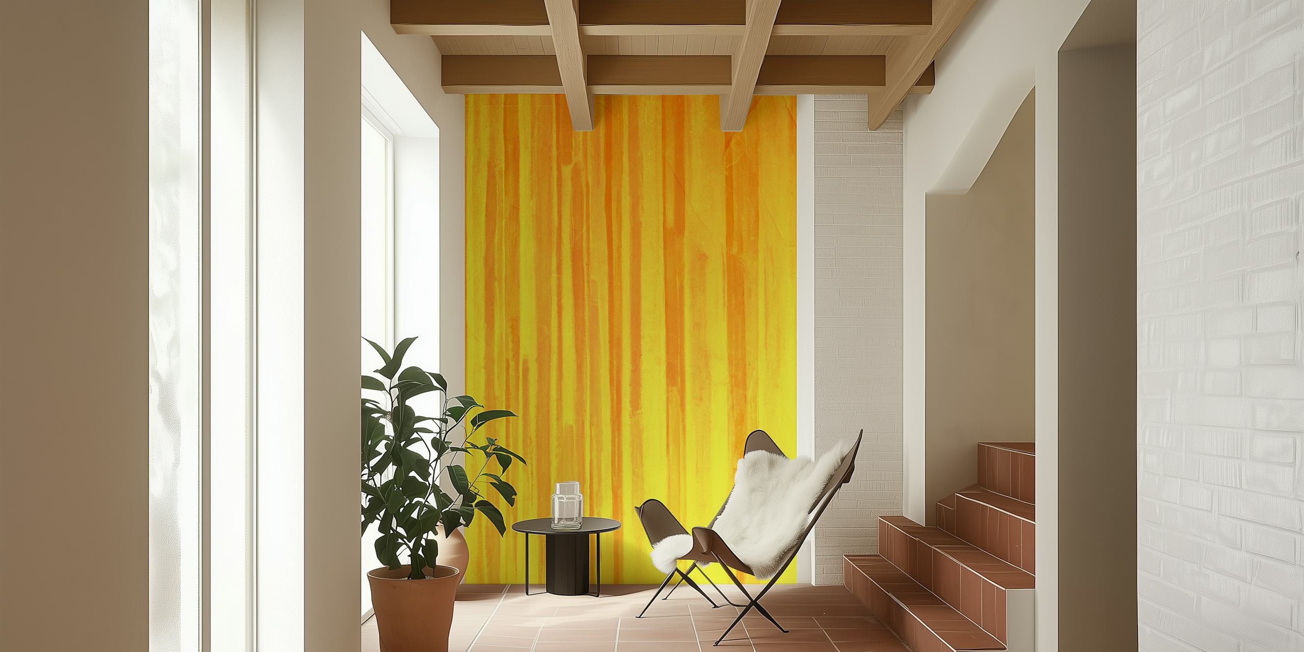 Yellow October wallpaper in a room setting