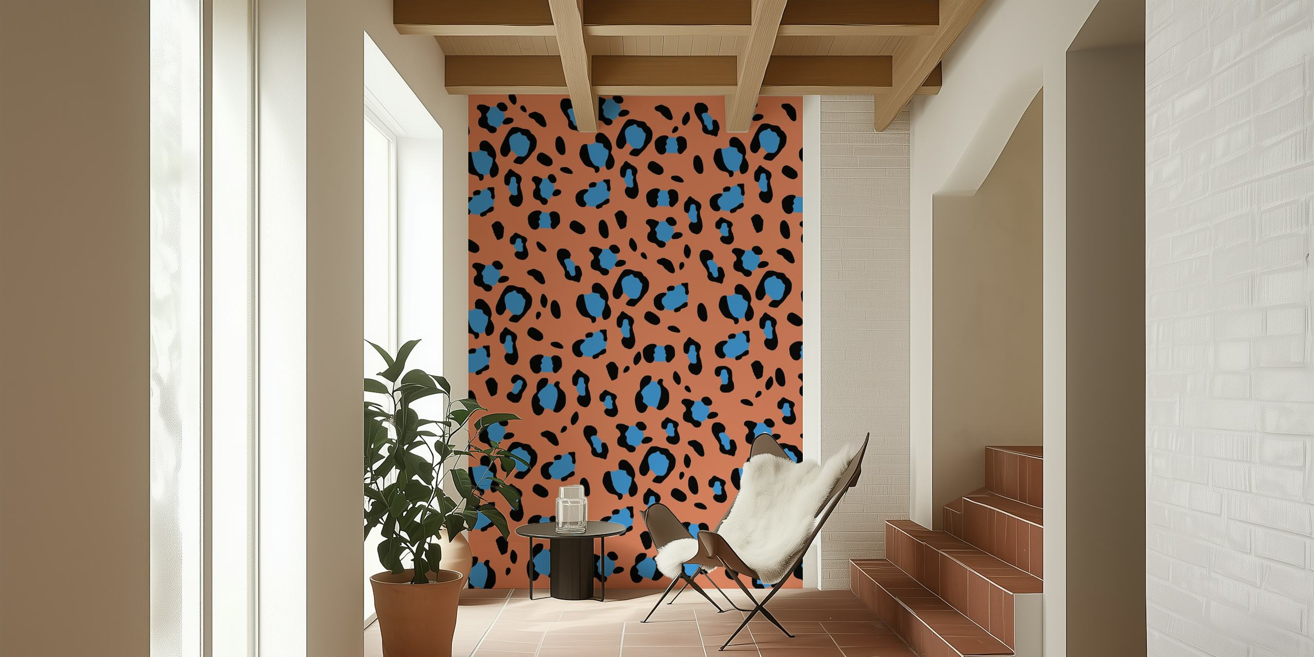 Leopard Animal Print Glam wallpaper in a stylish room