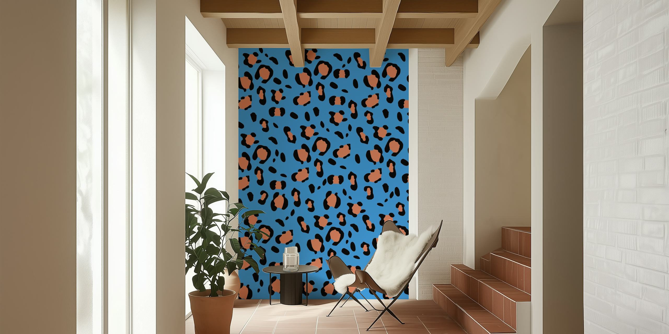 Leopard animal print wallpaper in a room