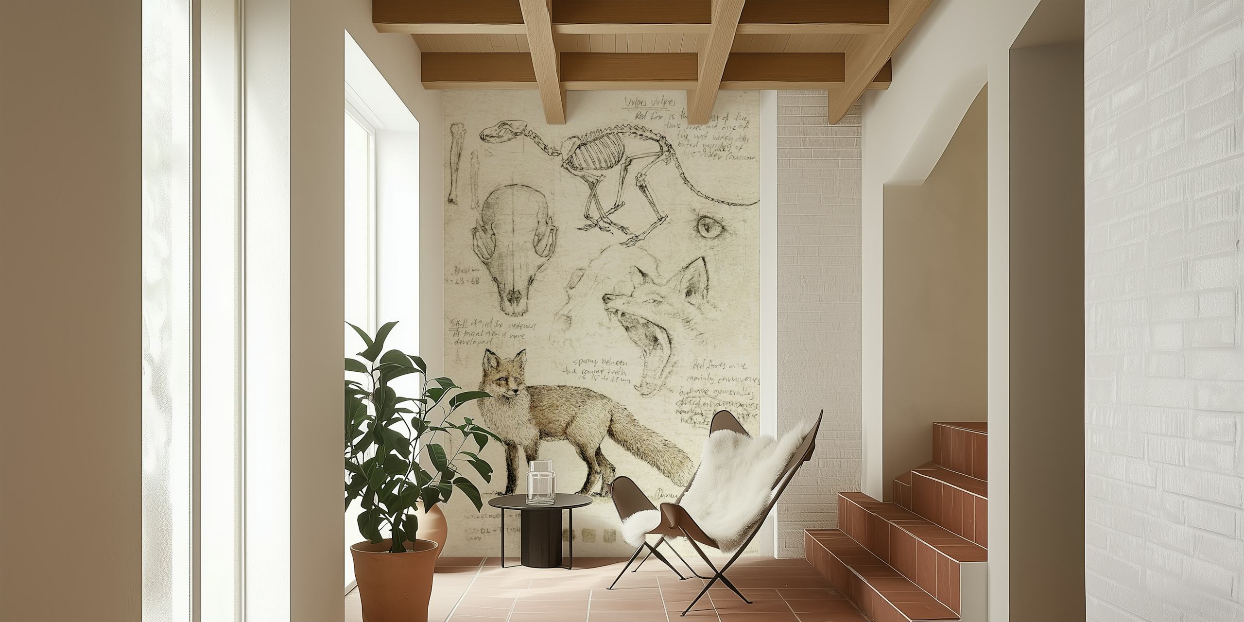 Fox sketches tapet vist i et rom