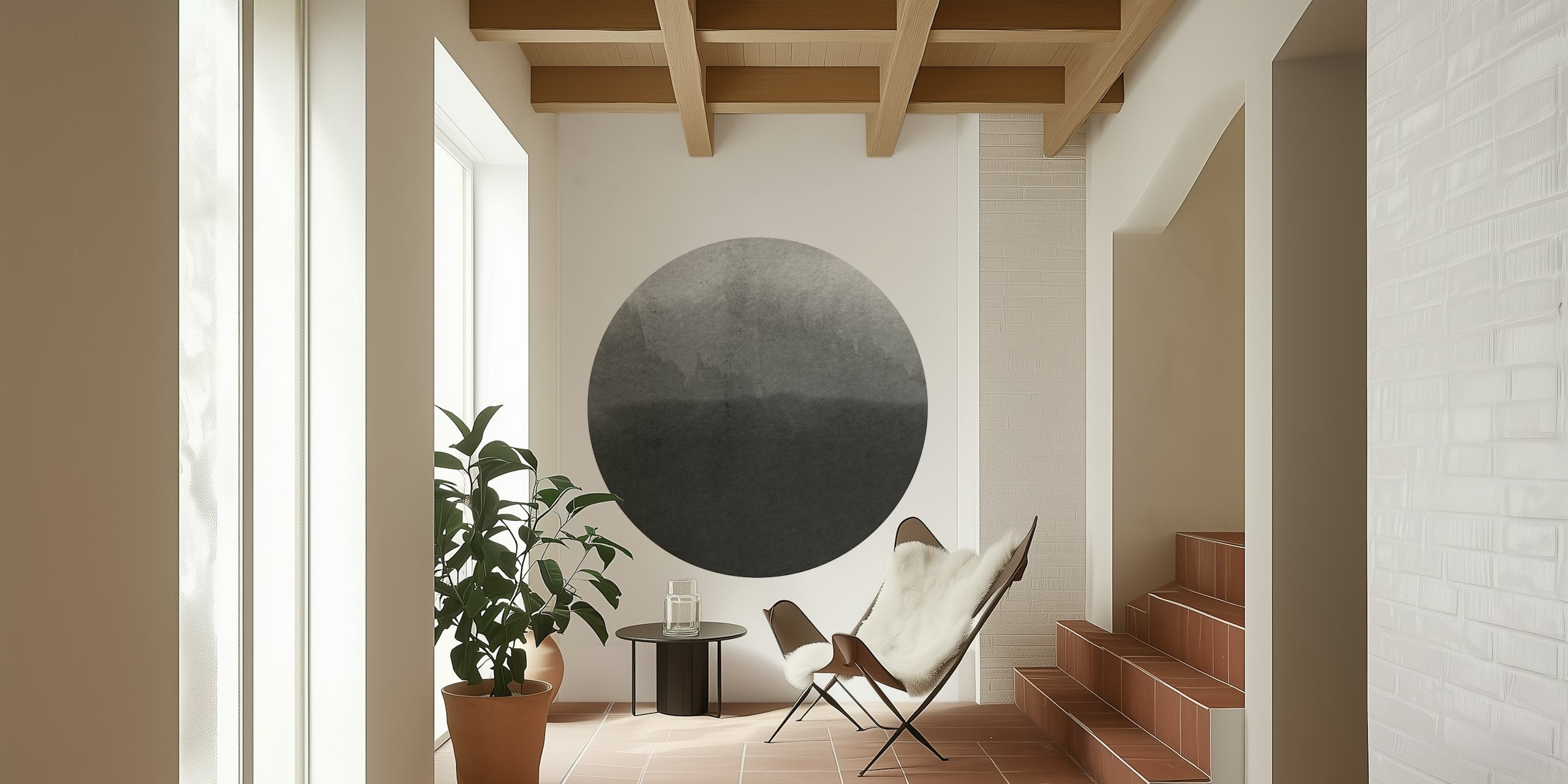 Black ombre circular pattern wallpaper