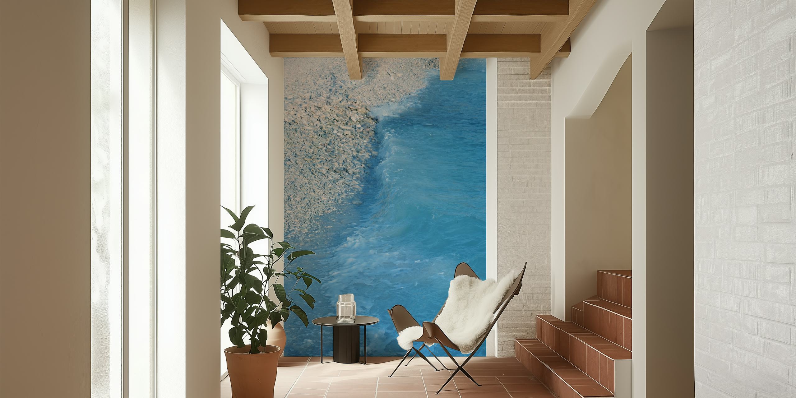 Coral Stones Blue Ocean papel pintado en una habitación