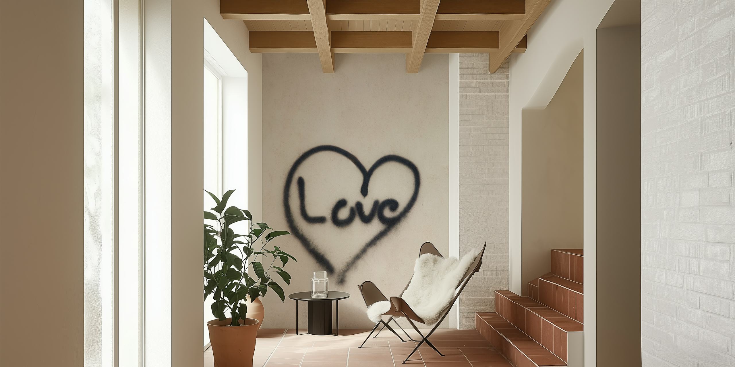 Heart design wallpaper in a room
