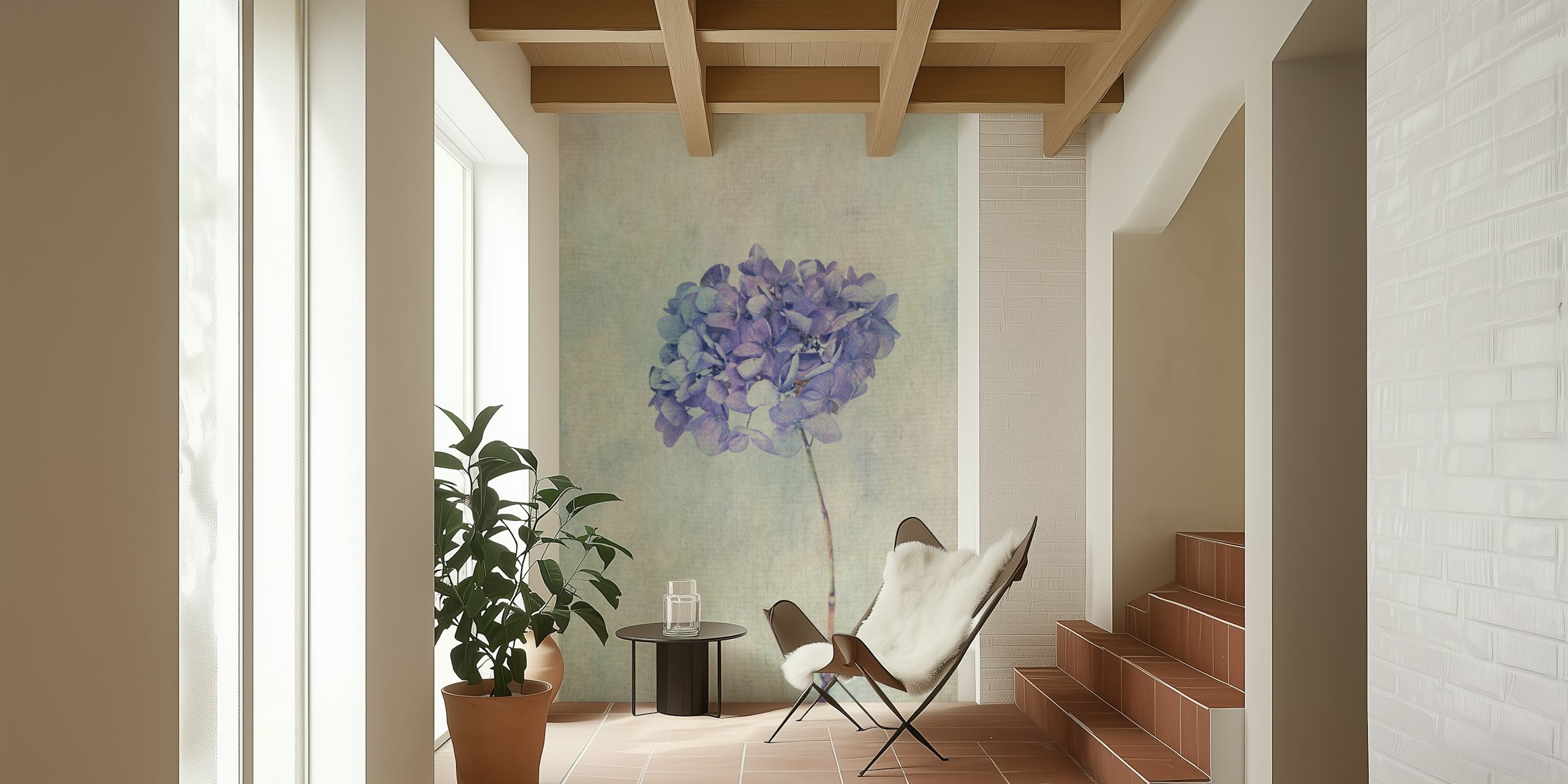 Papier peint Beautiful Blue Hydrangea dans une pièce