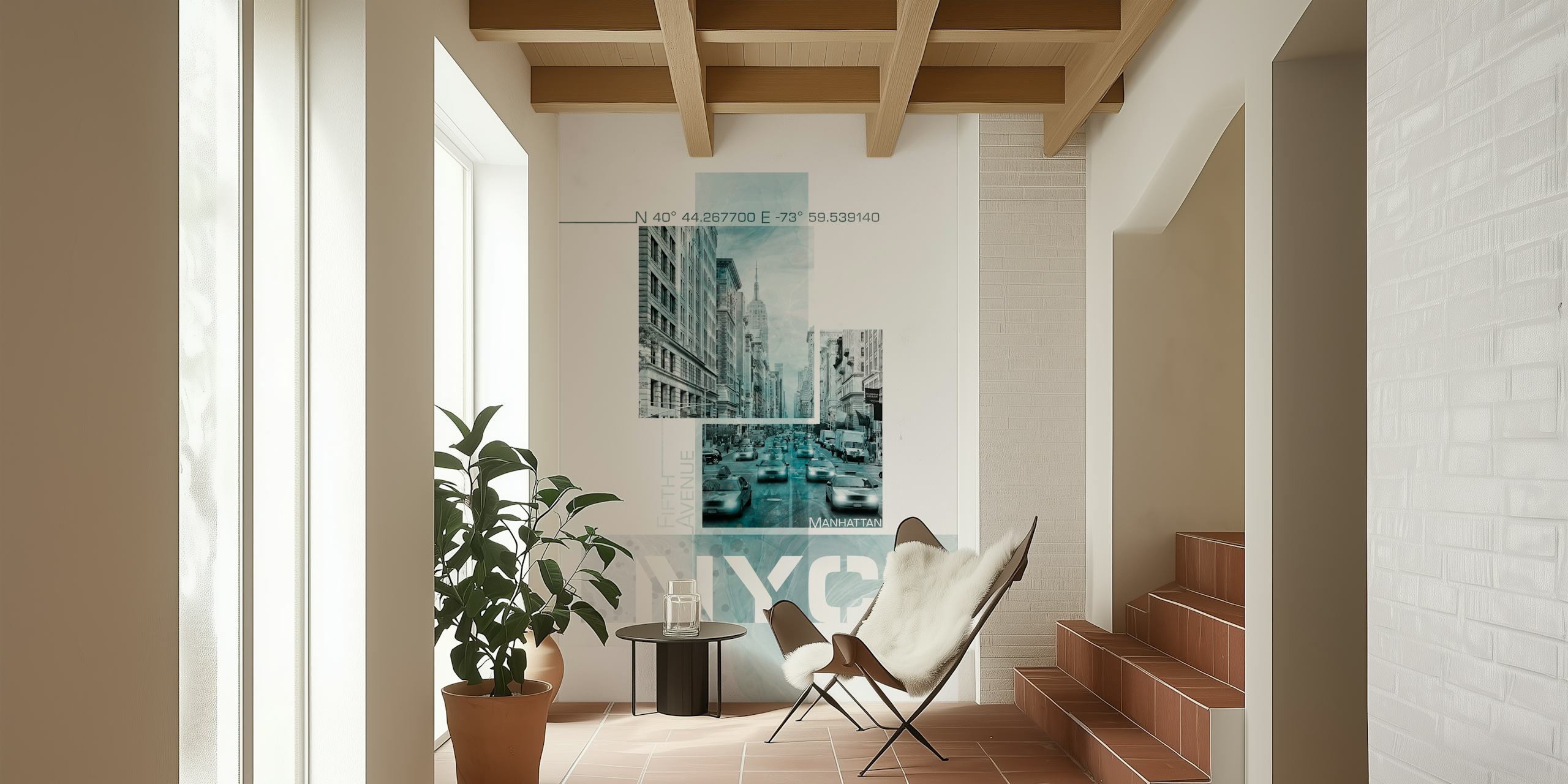Black and white NYC street scene wallpaper showing traffic and buildings.