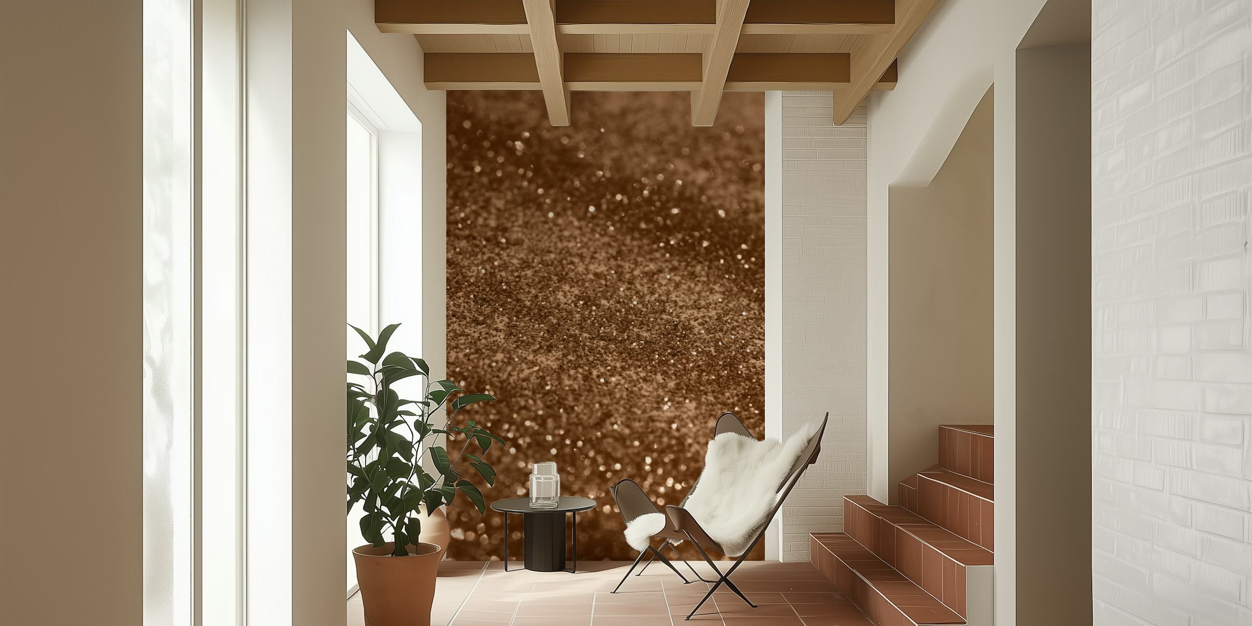 Sparkling Gold Brown Glitter tapet i et rom