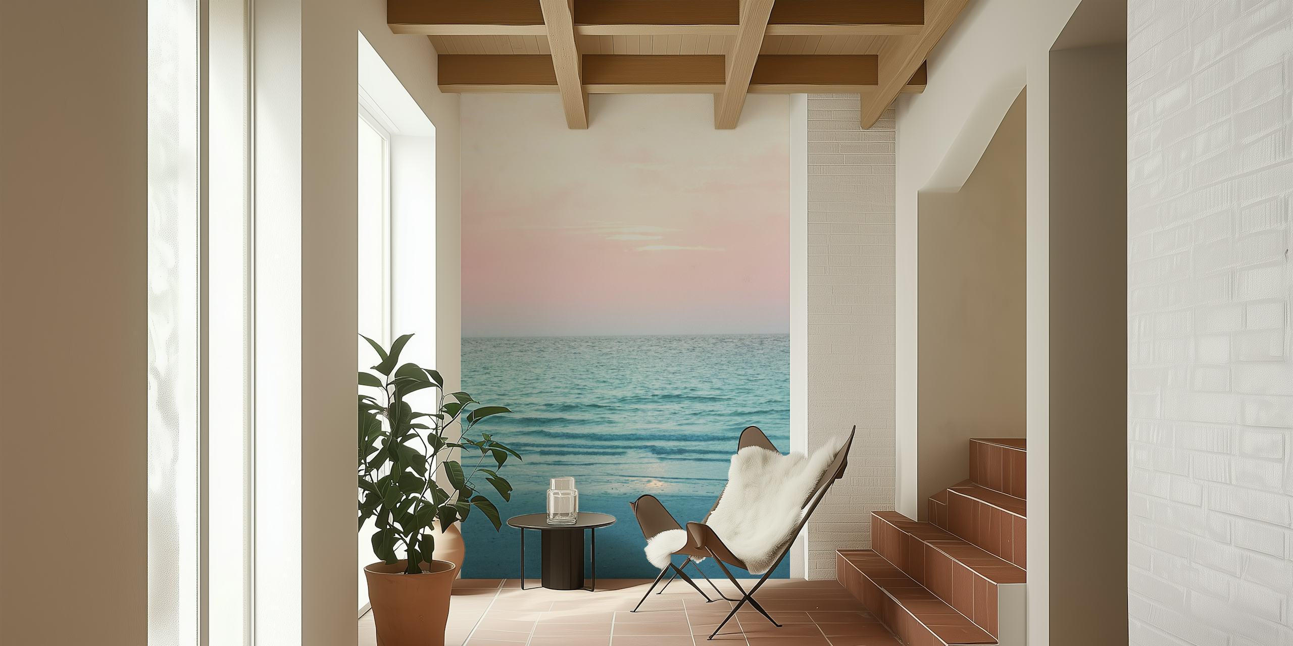Pastel Ocean Dream Vibes 1 in een neutraal ingericht kamer